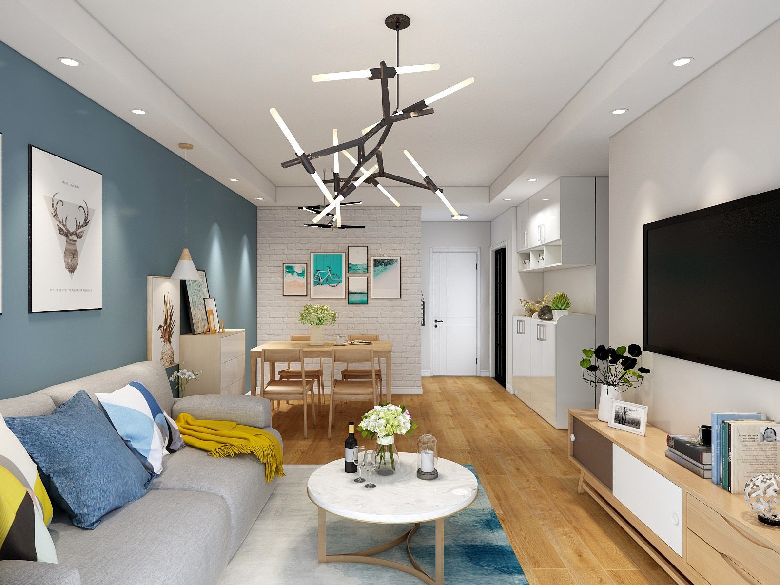 由度软装设计丶彬-中国铁建保利像素82.00㎡A2户型3室3厅1卫1厨-装修设计方案