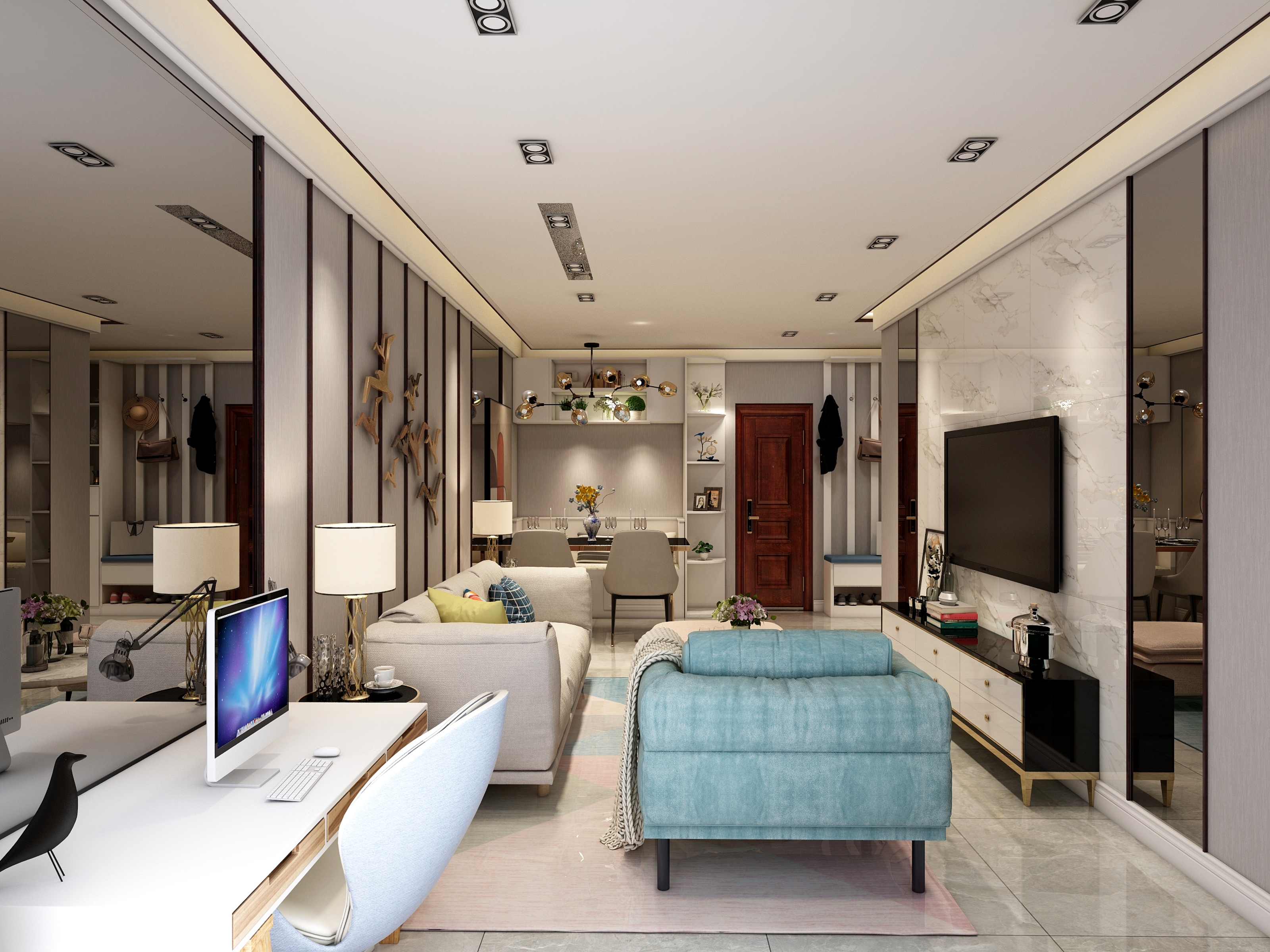 开元整装体验馆-天伦湾两居客厅轻奢-装修设计方案