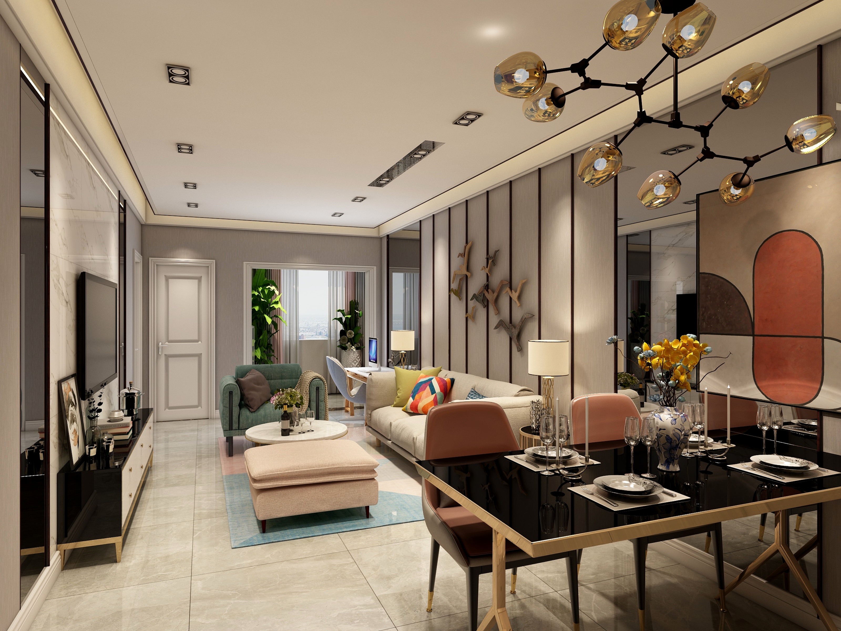 开元整装体验馆-润卓天伦湾73.25㎡b户型2室2厅1卫1厨-装修设计方案