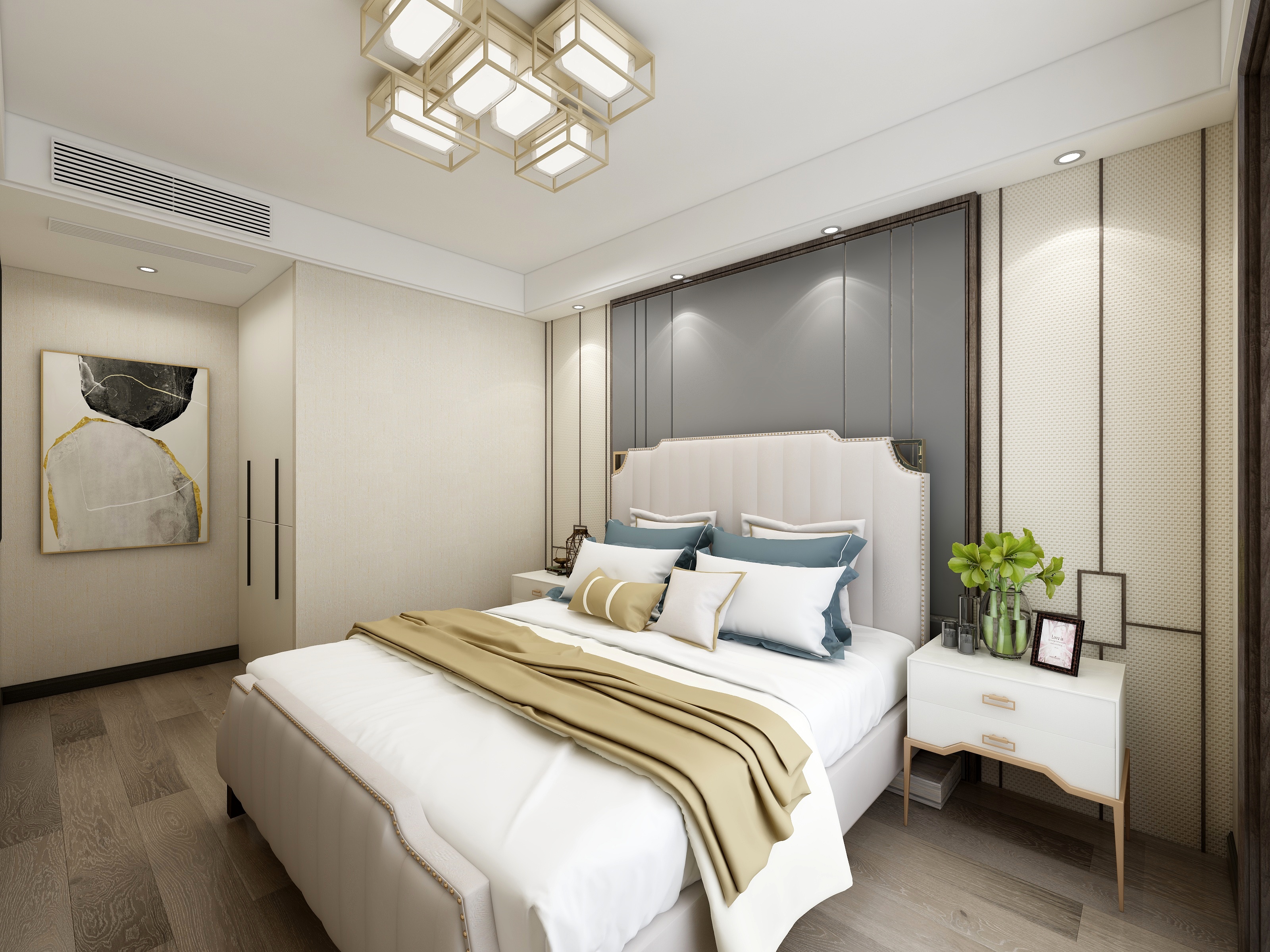 王艳-137方新中式三居一层次卧装修效果图第1张