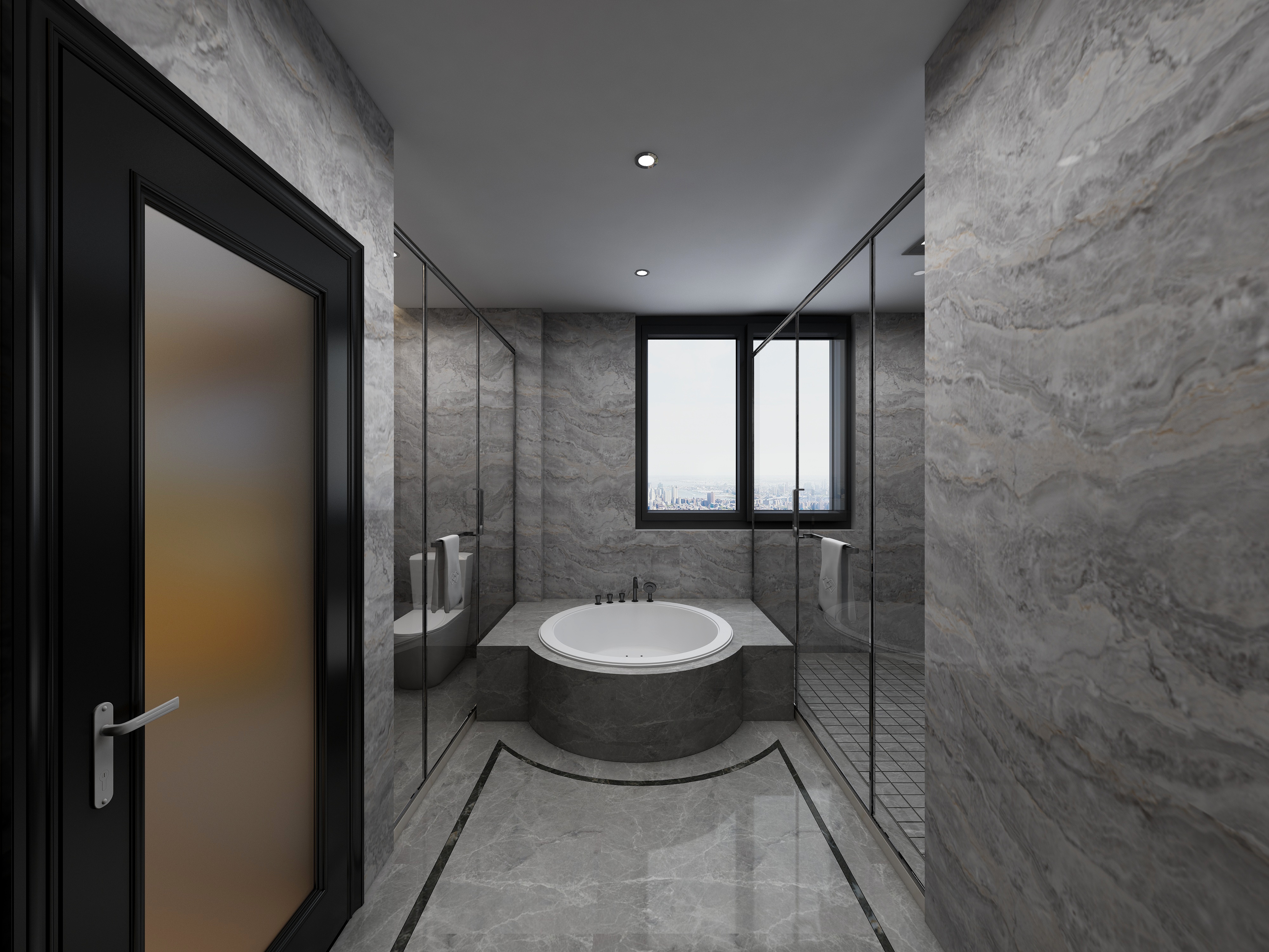 李青越-194㎡新中式别墅三层卫生间装修效果图第3张