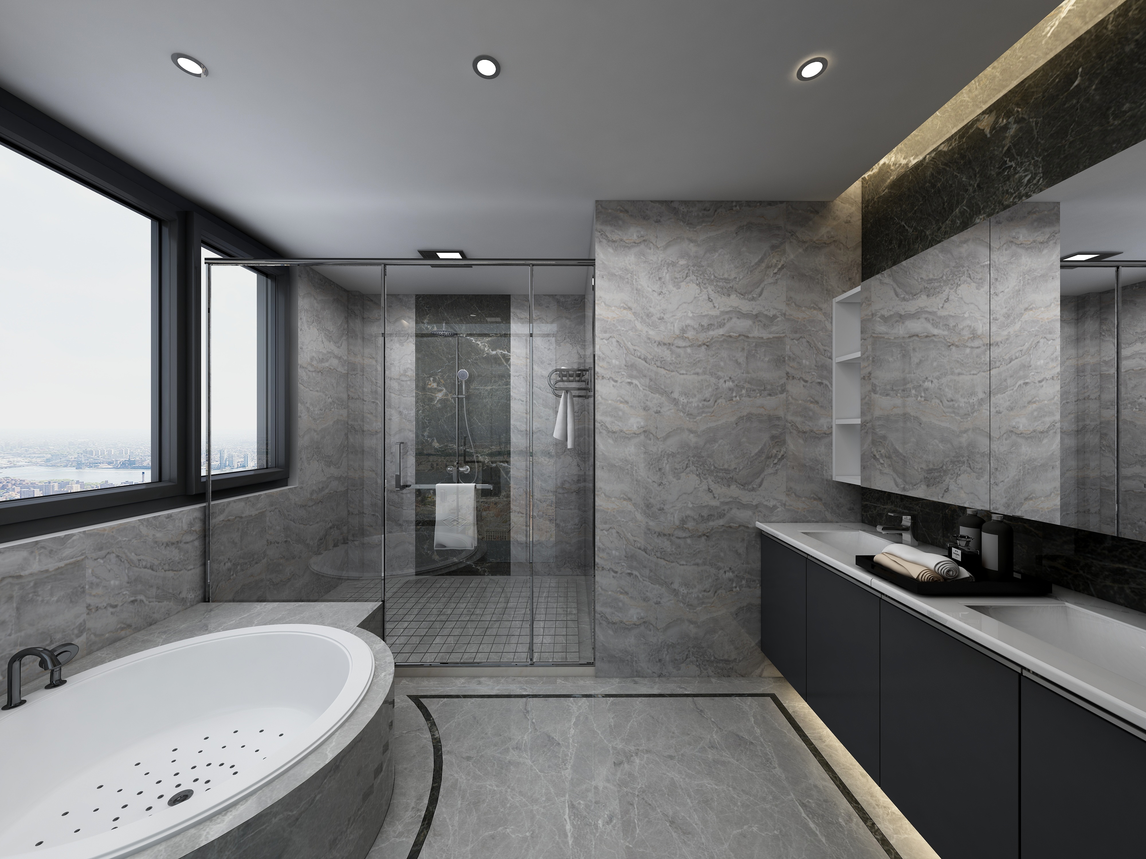 李青越-194㎡新中式别墅三层卫生间装修效果图第2张