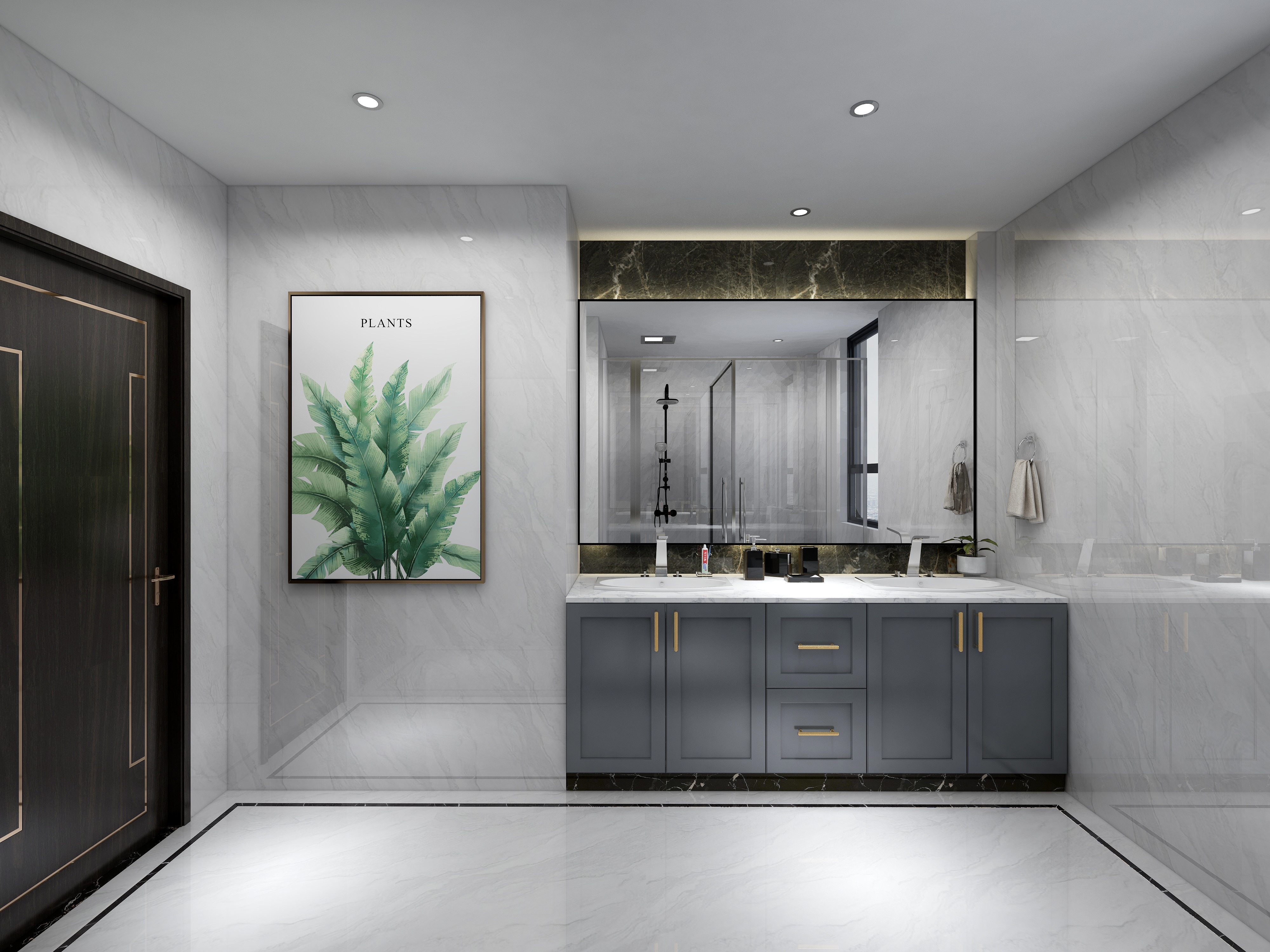 李青越-194㎡新中式别墅二层卫生间装修效果图第2张