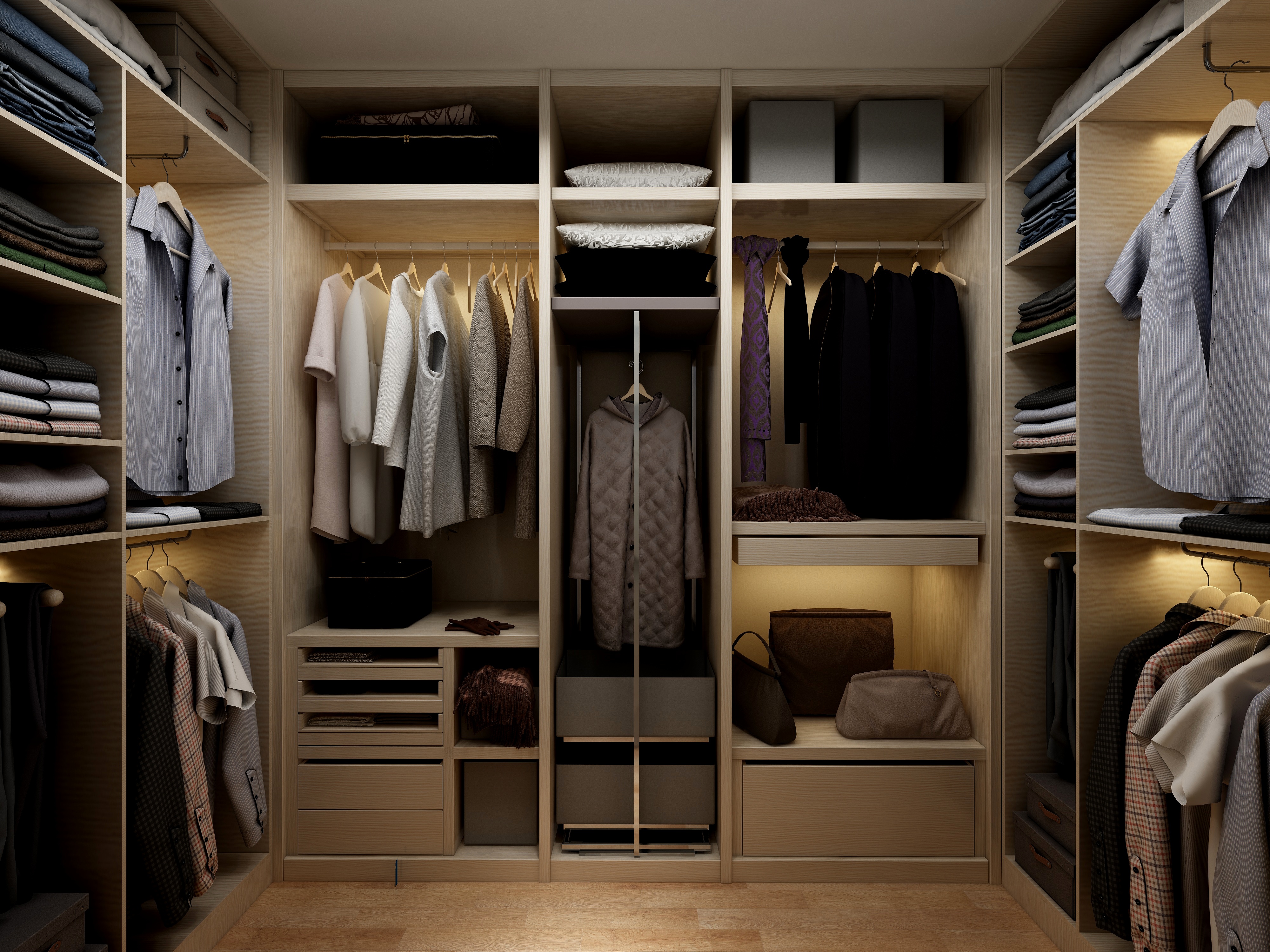 李青越-194㎡新中式别墅二层衣帽间装修效果图第1张