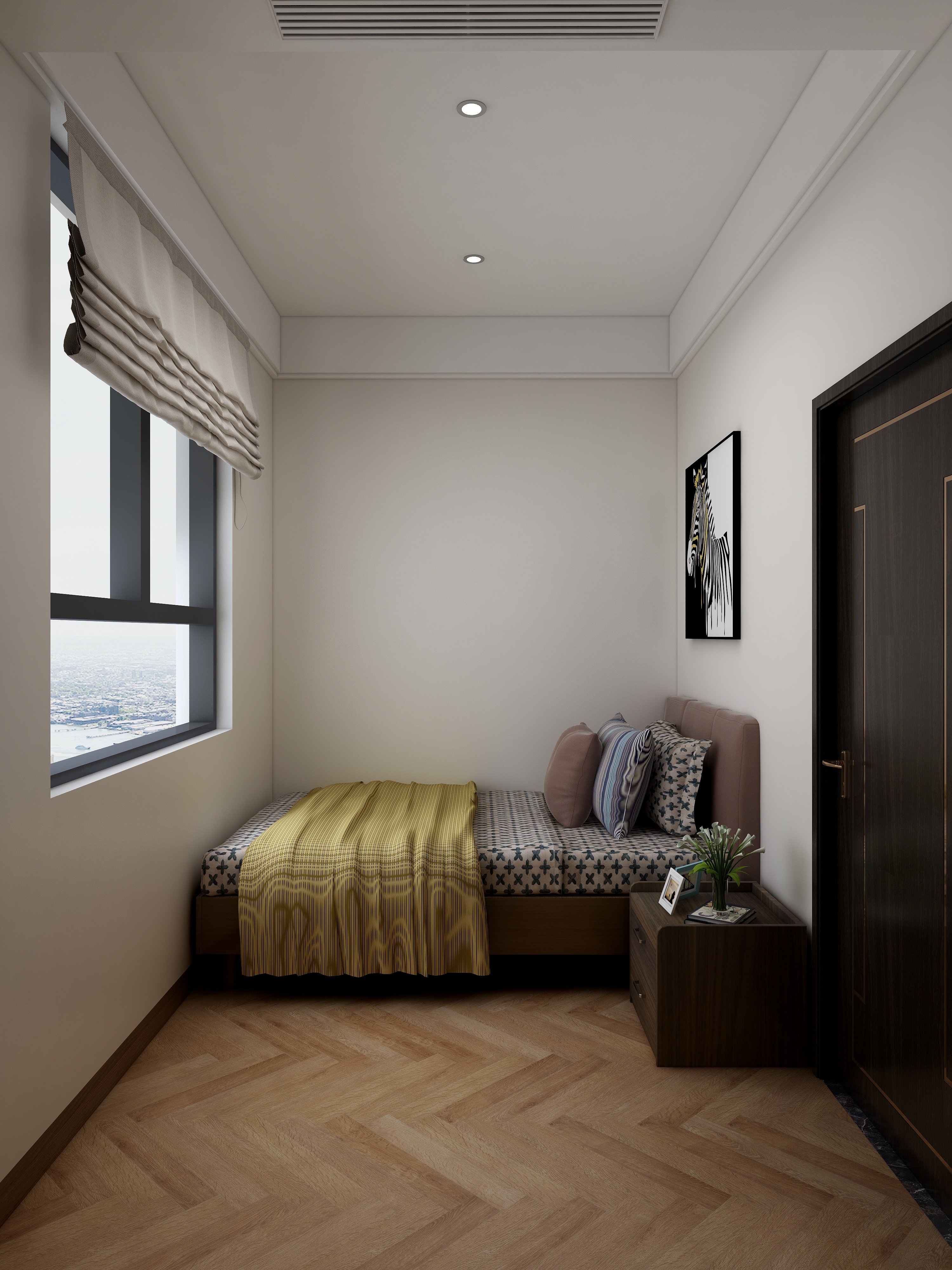 李青越-194㎡新中式别墅一层保姆房装修效果图第2张