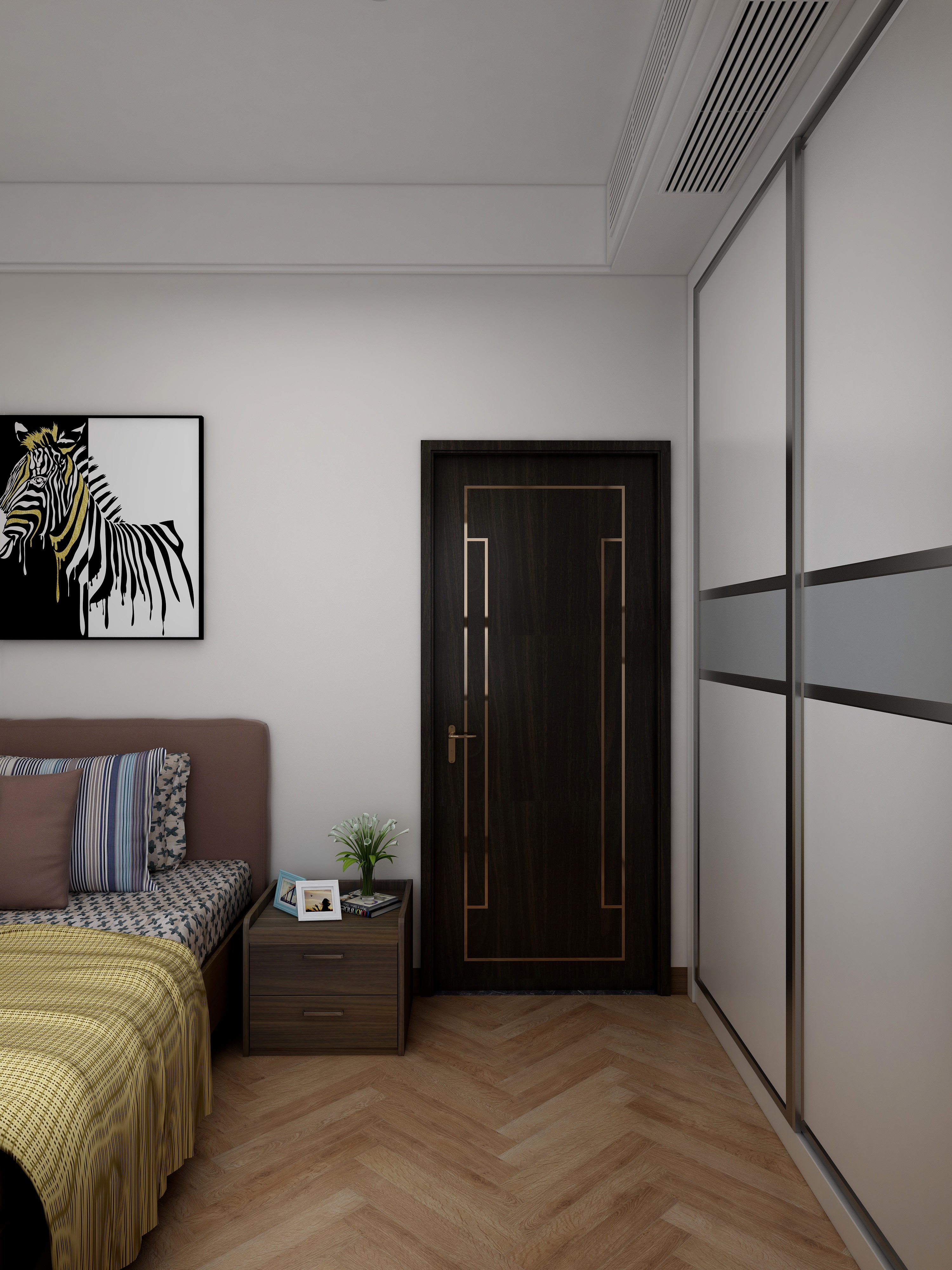 李青越-194㎡新中式别墅一层保姆房装修效果图第1张