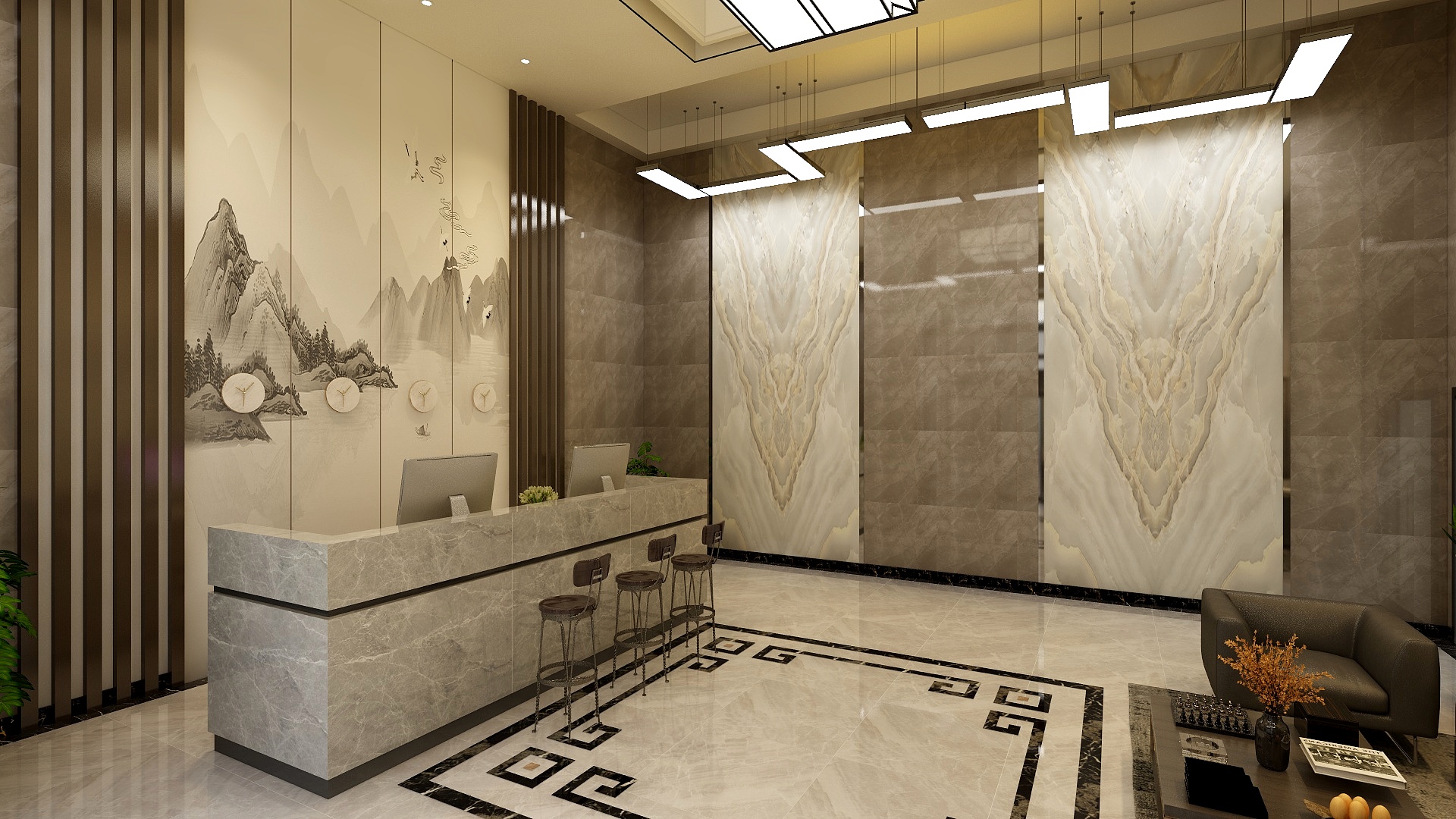 阿郭啊-康桥郡中式酒店大厅-装修设计方案