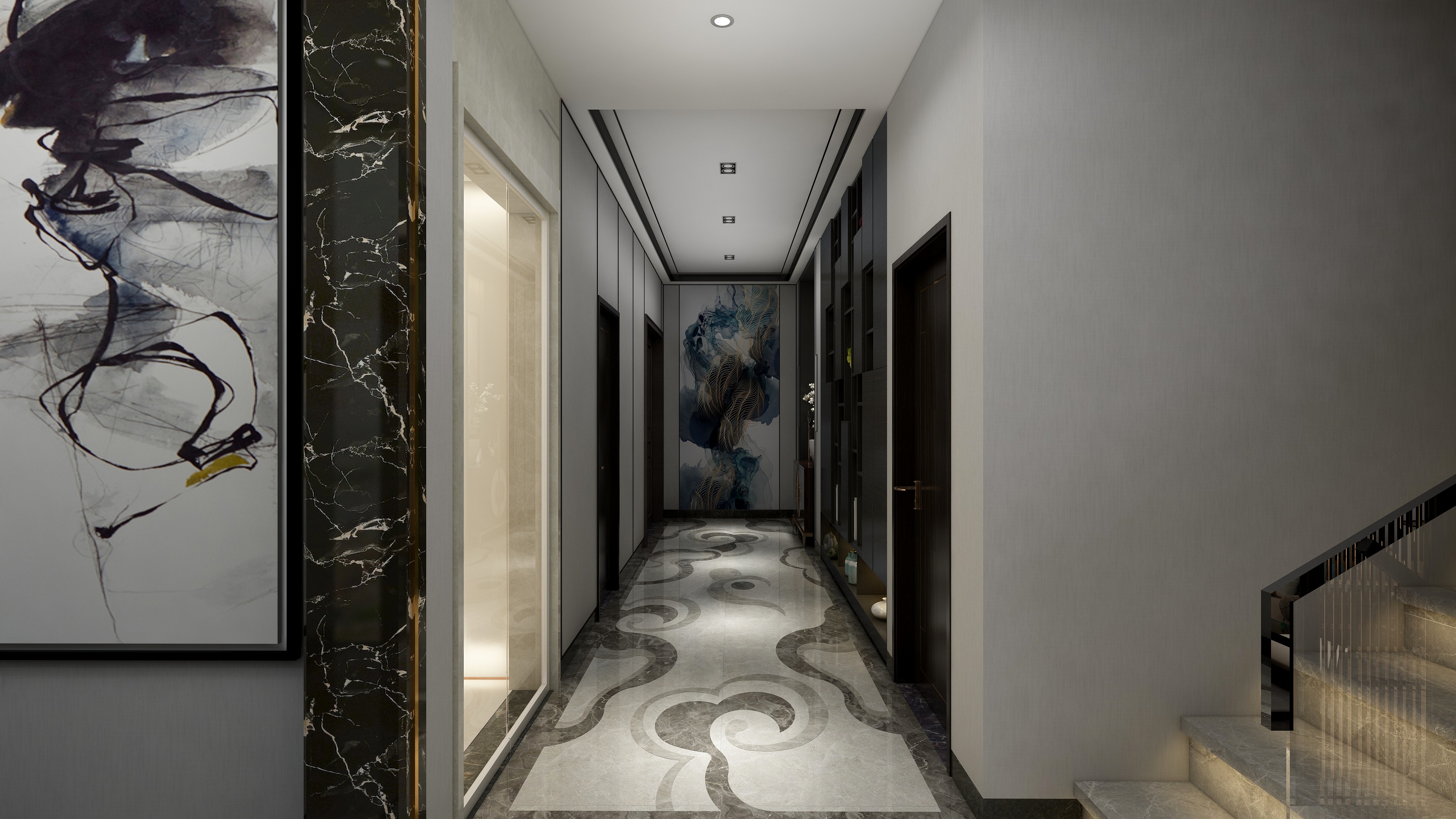 李青越-194㎡新中式别墅一层未命名装修效果图第2张