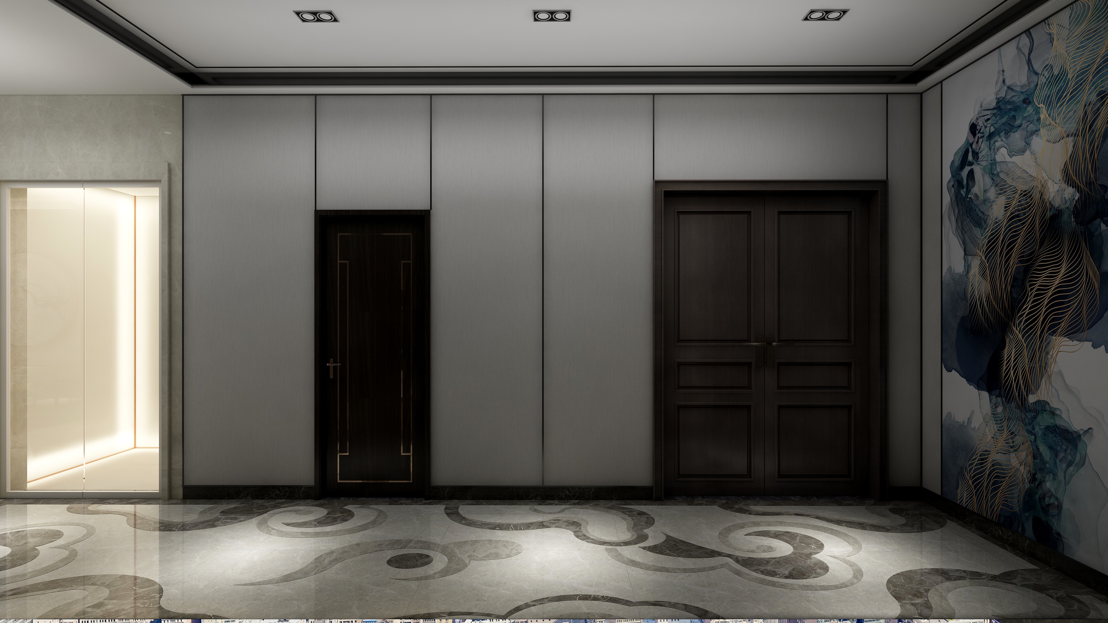 李青越-194㎡新中式别墅一层未命名装修效果图第4张