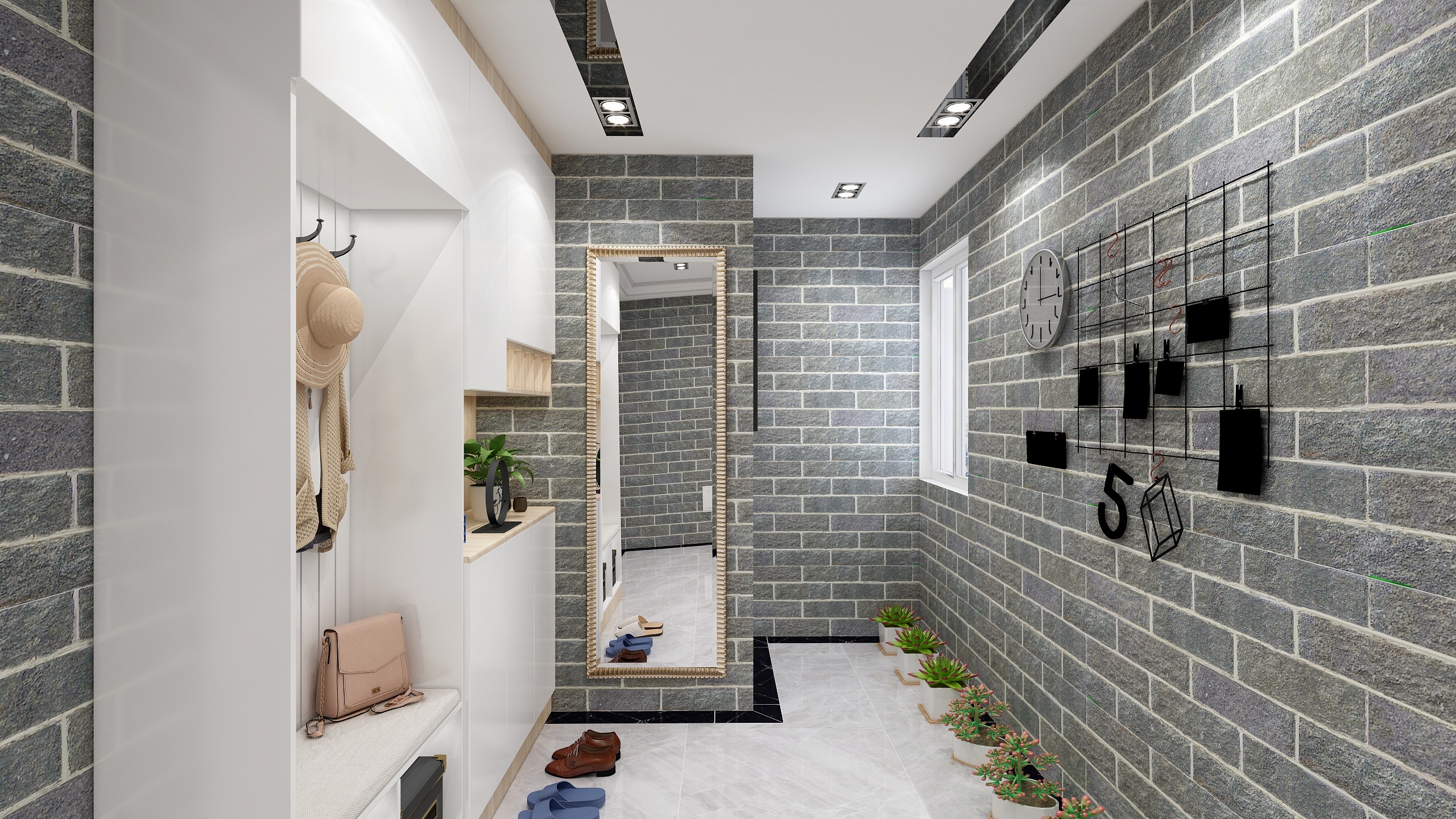 何宗建-176㎡现代四居一层入户花园装修效果图第2张