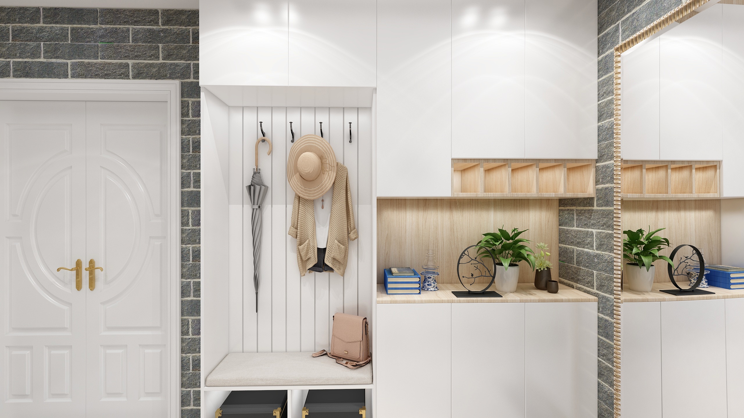 何宗建-176㎡现代四居一层入户花园装修效果图第4张