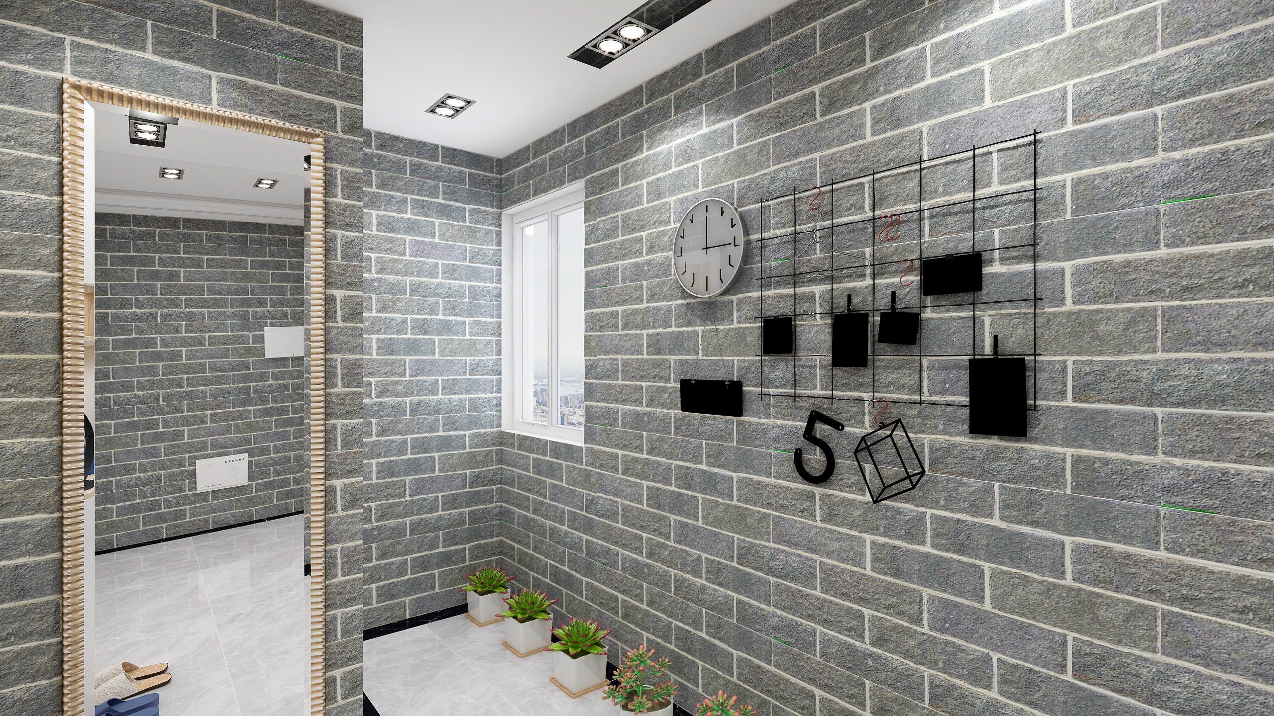 何宗建-176㎡现代四居一层入户花园装修效果图第3张