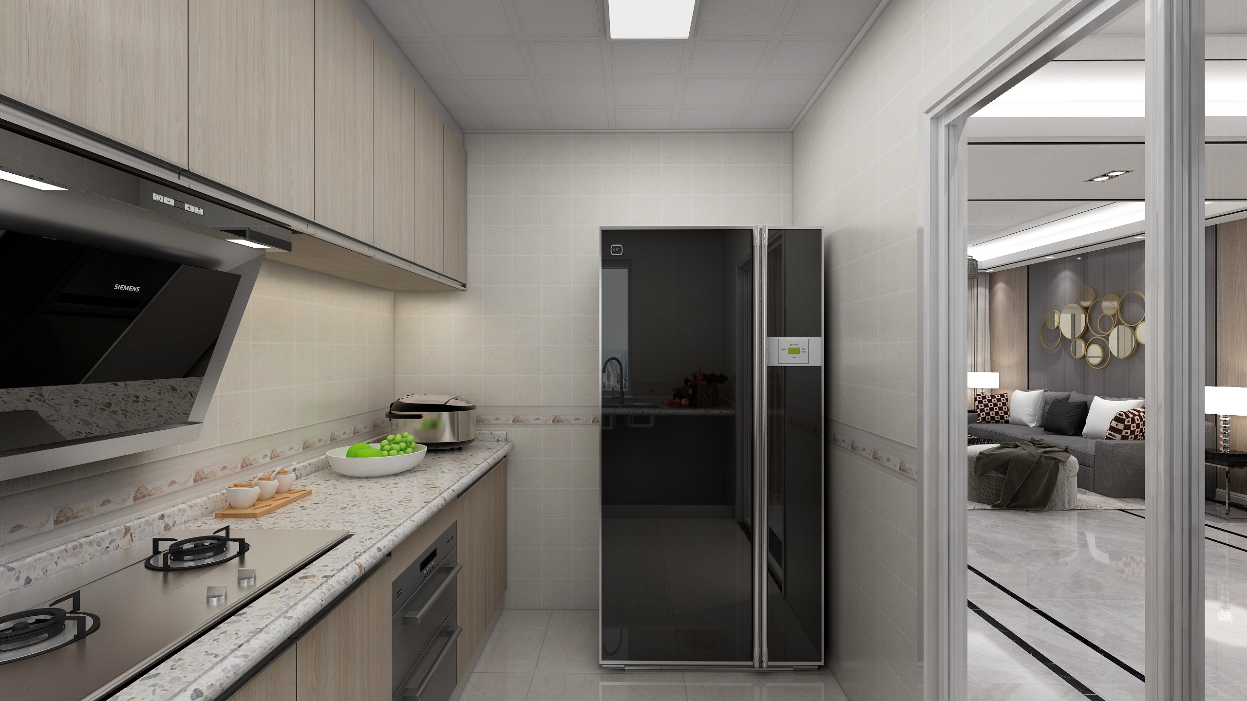 何宗建-176㎡现代四居一层厨房装修效果图第3张