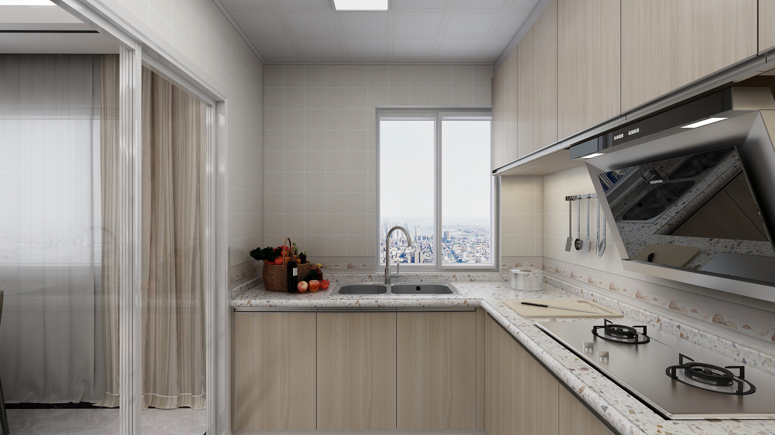 何宗建-176㎡现代四居一层厨房装修效果图第1张