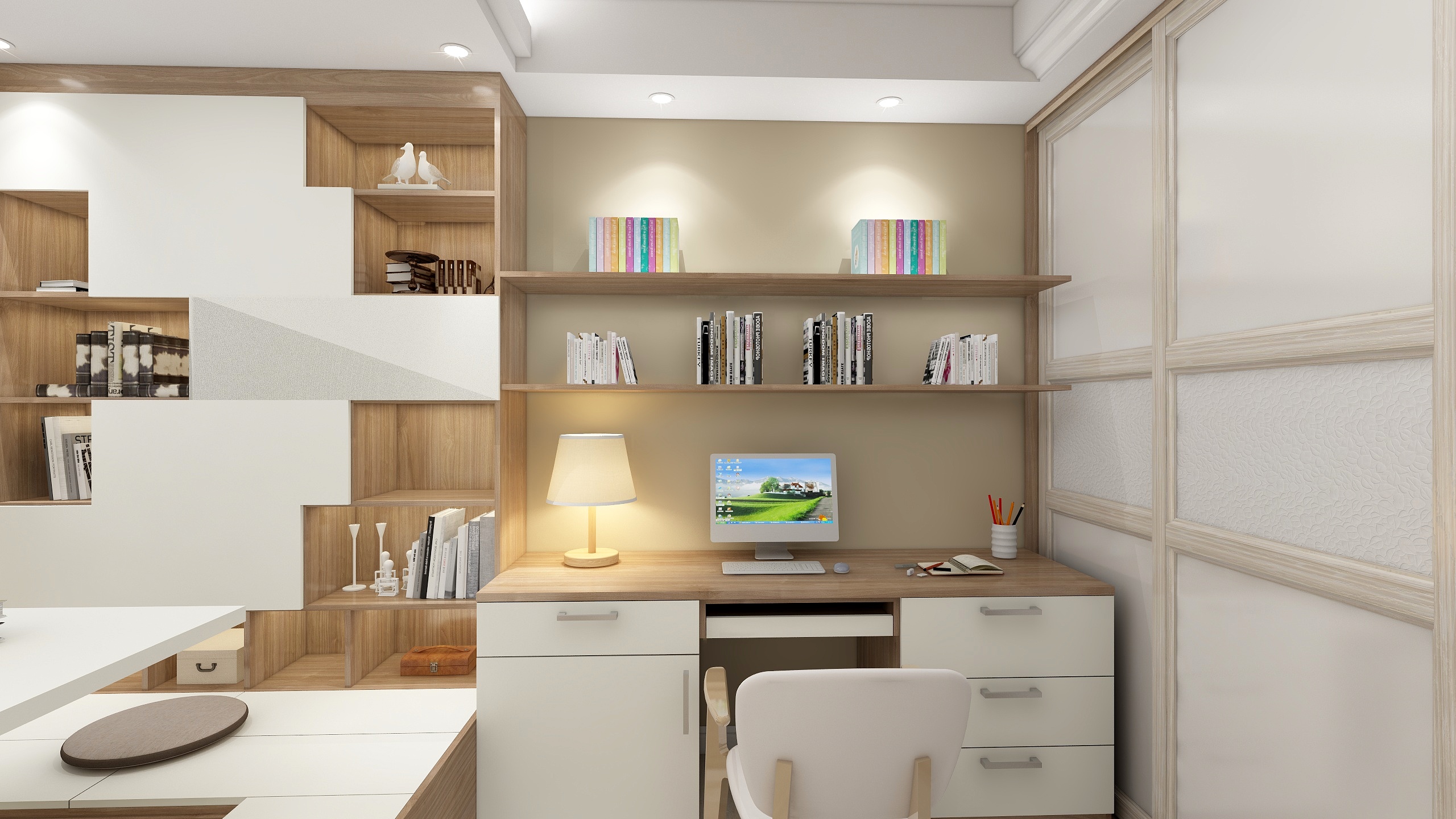 何宗建-176㎡现代四居一层书房装修效果图第3张