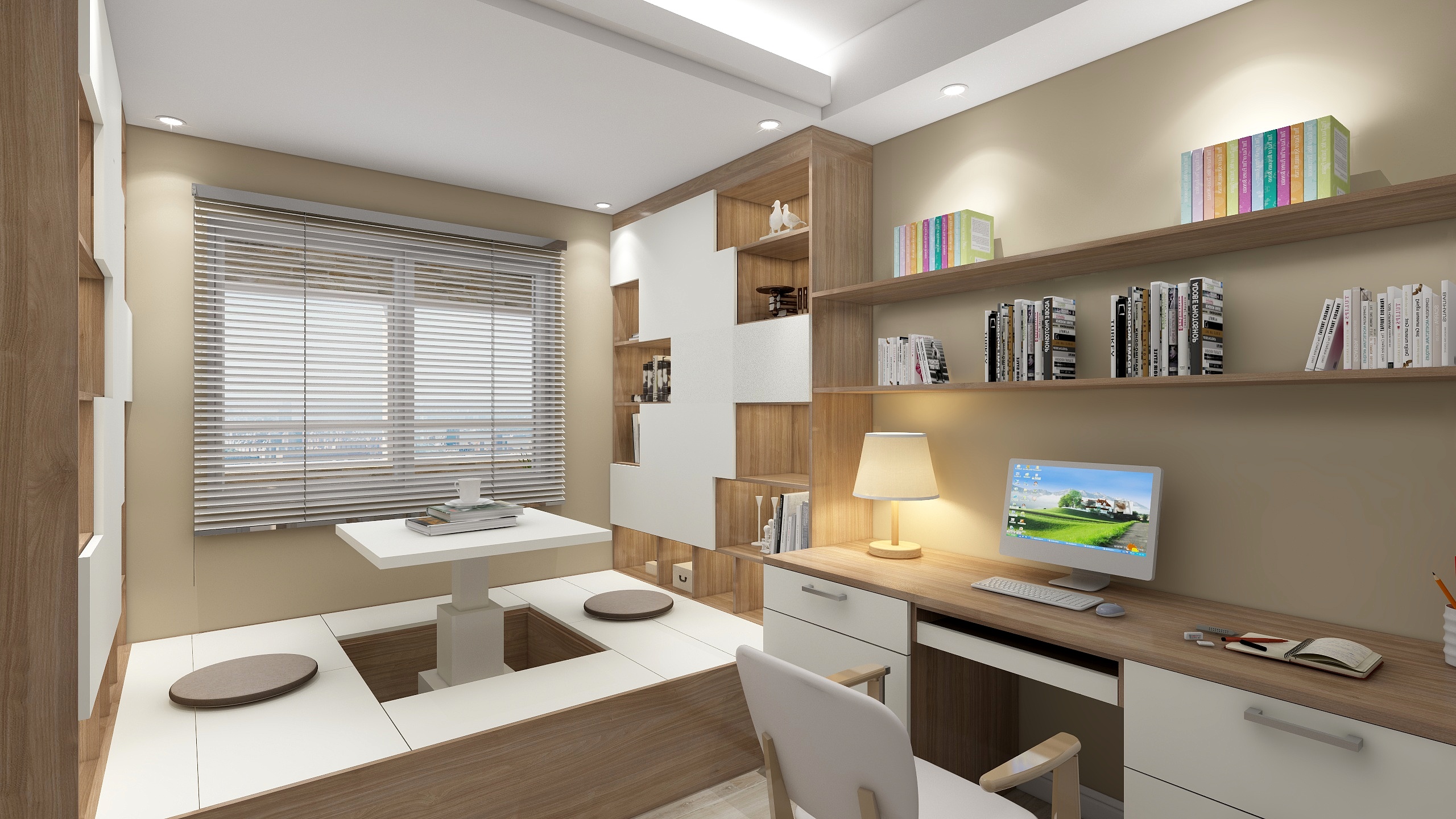 何宗建-176㎡现代四居一层书房装修效果图第2张