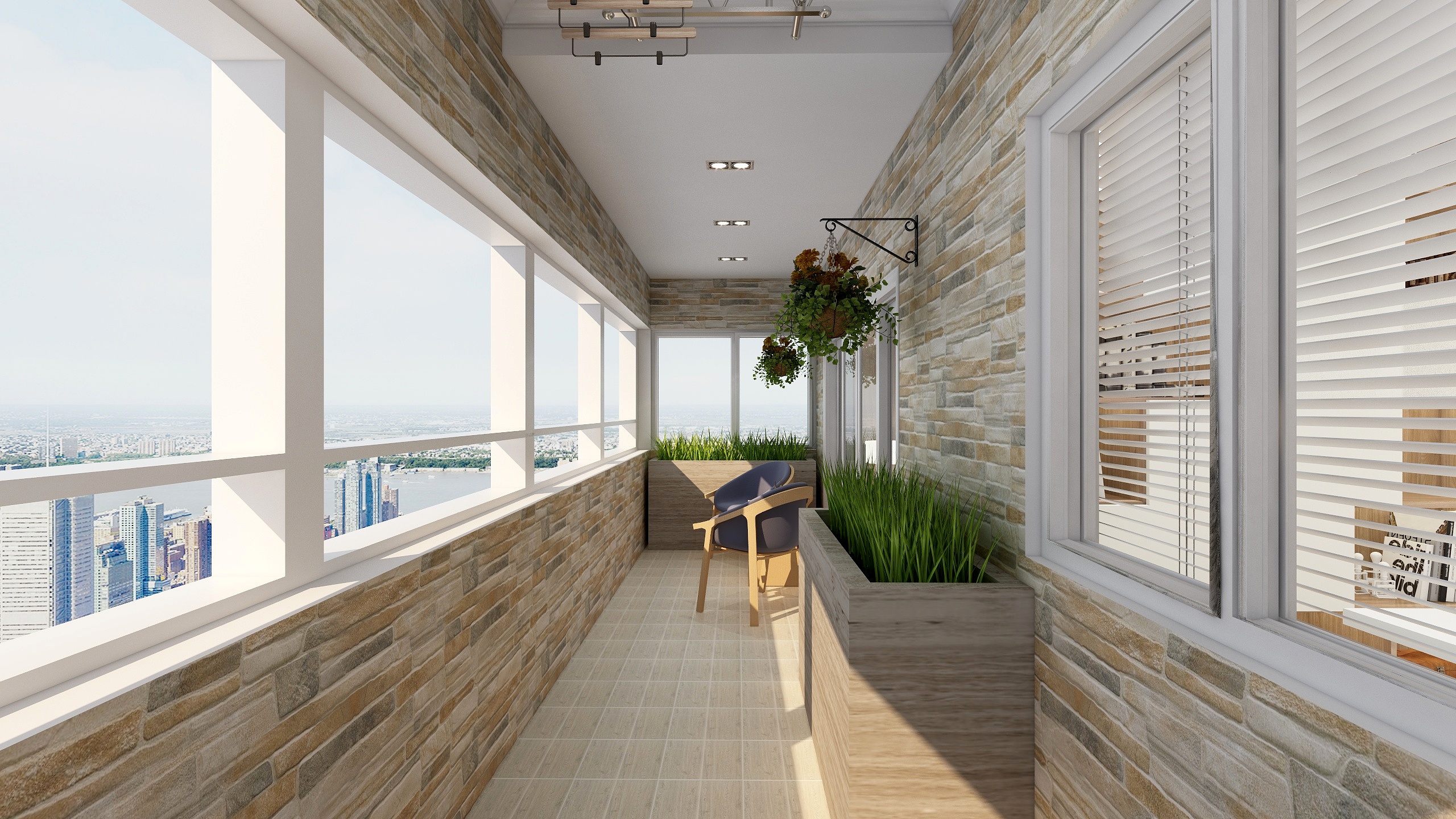 何宗建-176㎡现代四居一层阳台装修效果图第2张