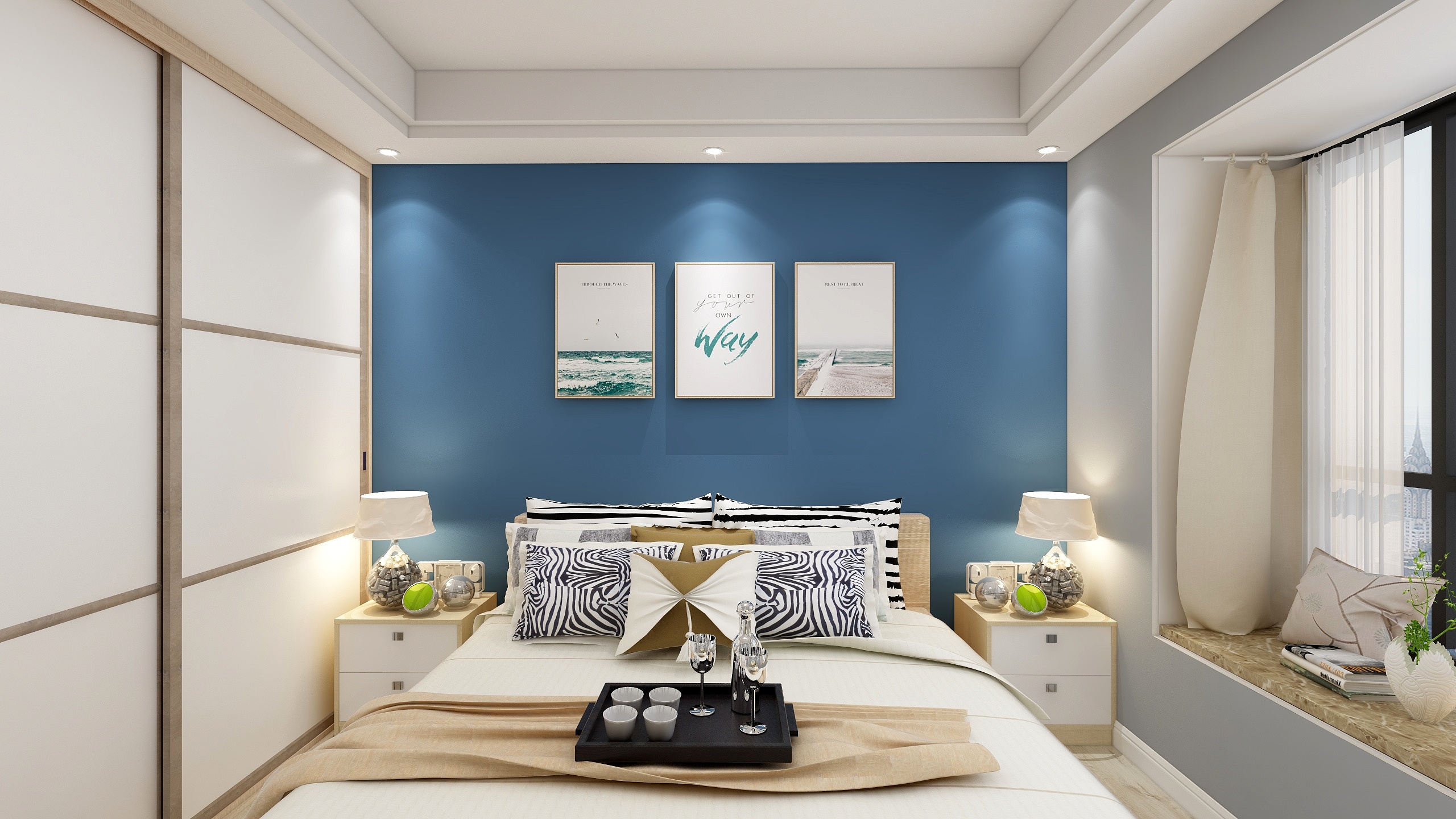 何宗建-176㎡现代四居一层主卧装修效果图第3张