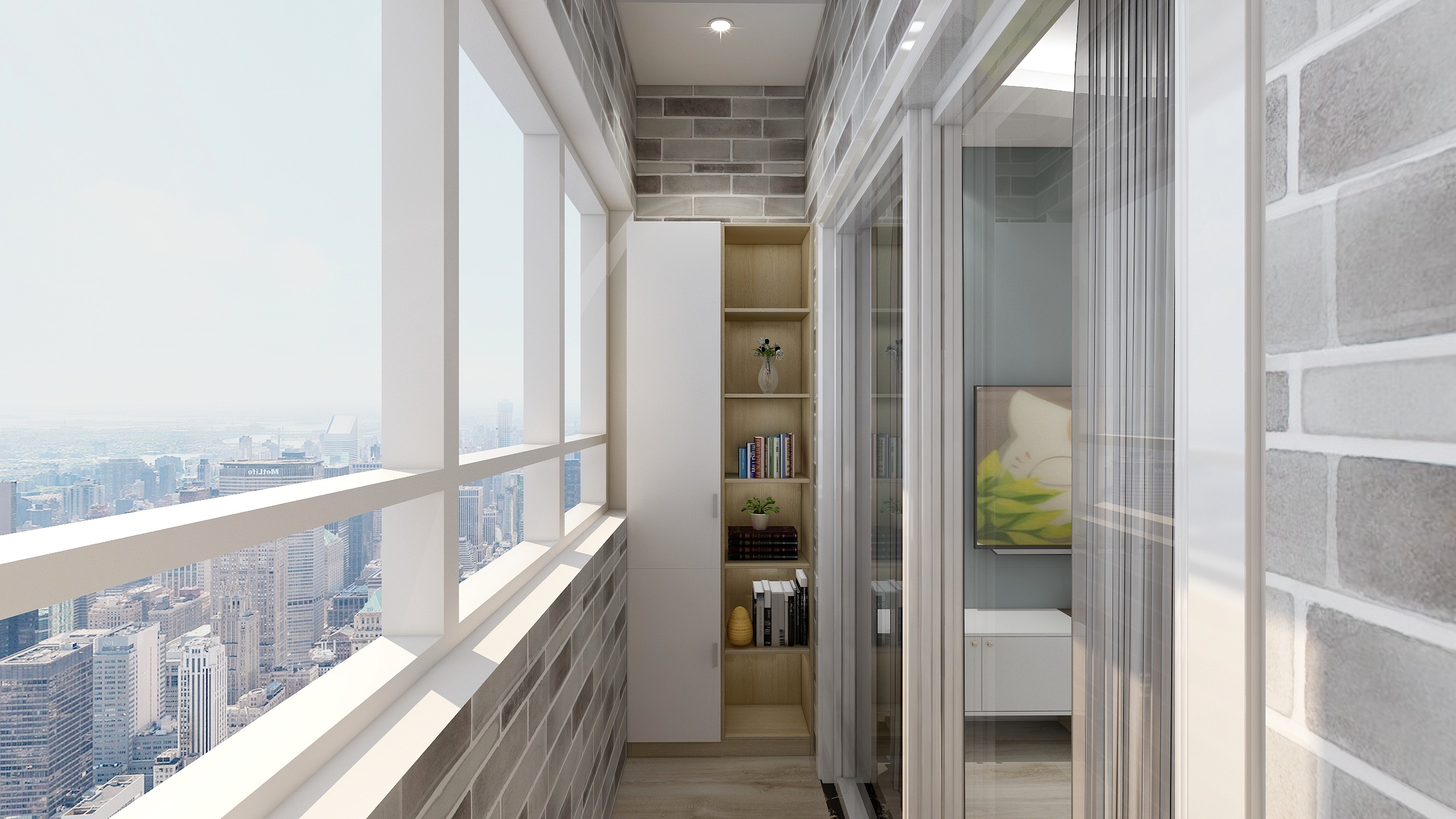 何宗建-176㎡现代四居一层阳台装修效果图第1张