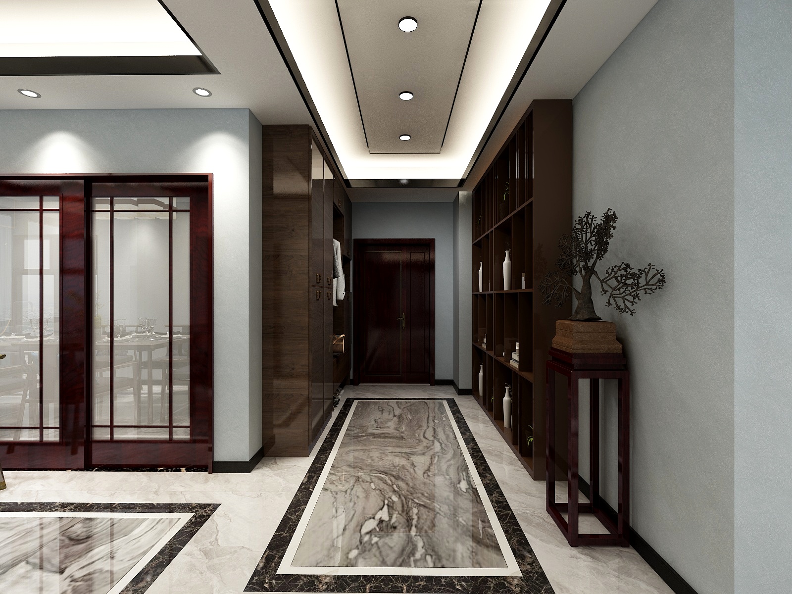 湛智华-新中式147平4房一层客餐厅装修效果图第5张