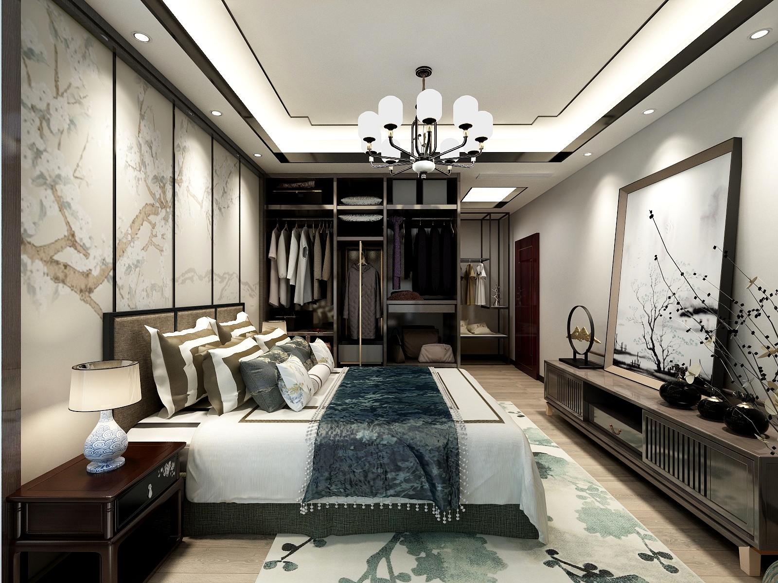 湛智华-新中式147平4房一层主卧装修效果图第2张