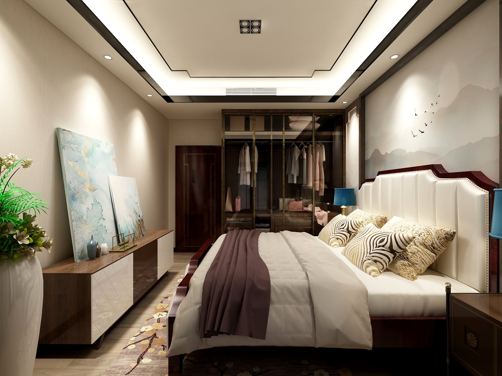 湛智华-新中式147平4房一层次卧装修效果图第1张