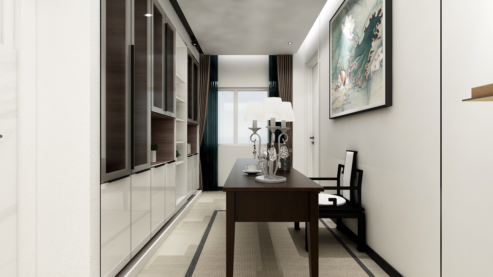 云起设计丨云起-185方新中式三居一层书房装修效果图第1张