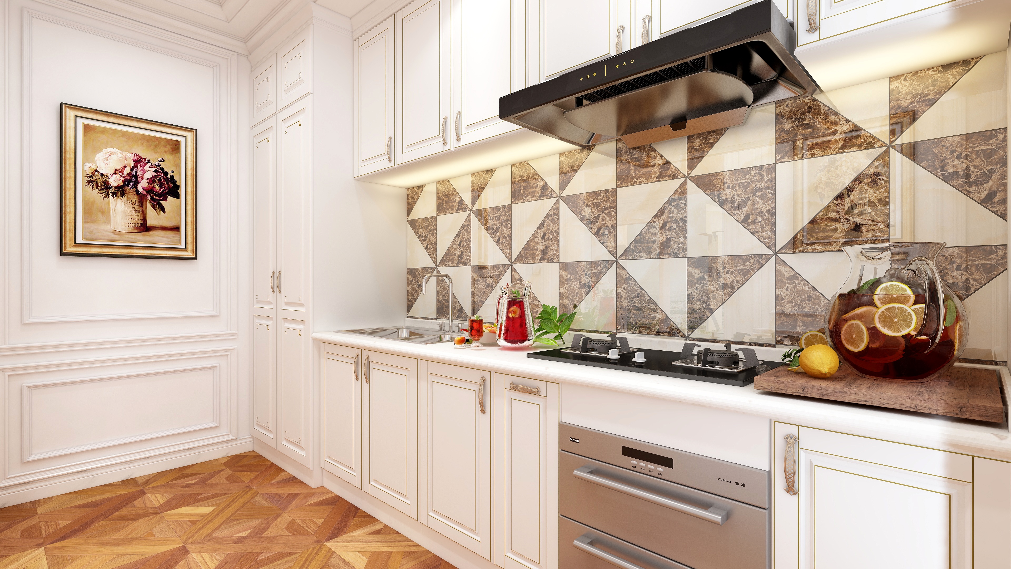 陈辉-144方欧式三居装修效果图