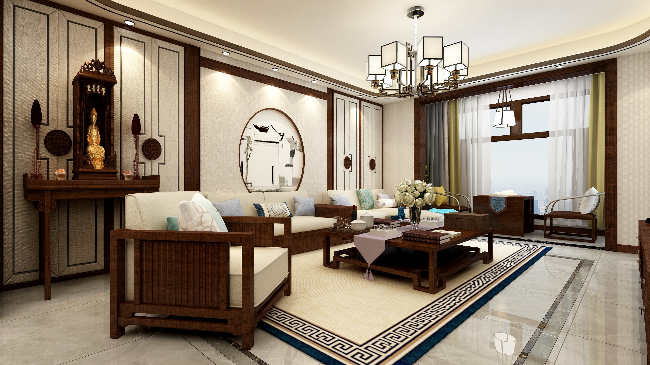 陆招明-140方新中式一居-装修设计方案