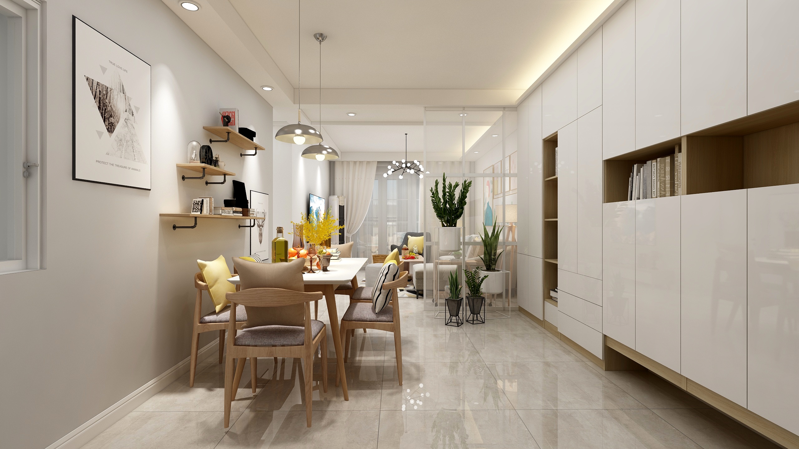 郑宇阳-北欧风格|柔时光一层客餐厅装修效果图第4张