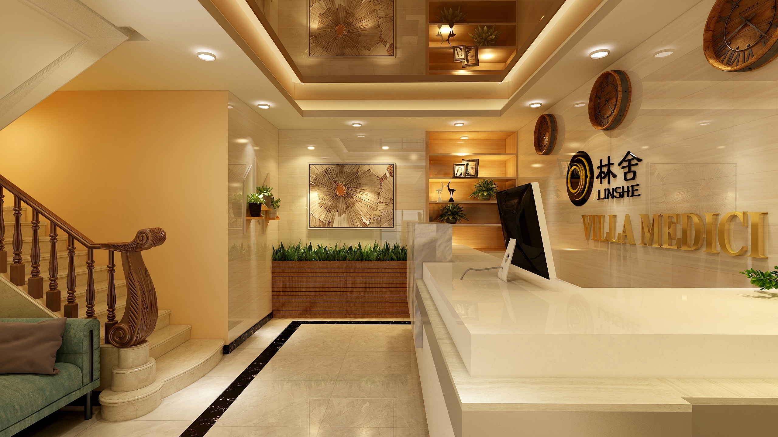 西昌美霖家装饰余设计-漫水湾酒店大厅-装修设计方案