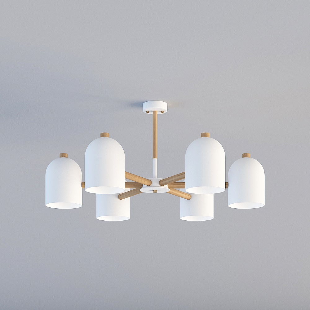 三维灯都·TY-北欧现代简约客餐厅卧室铁艺马卡龙吊灯-88059-6-白色3D模型