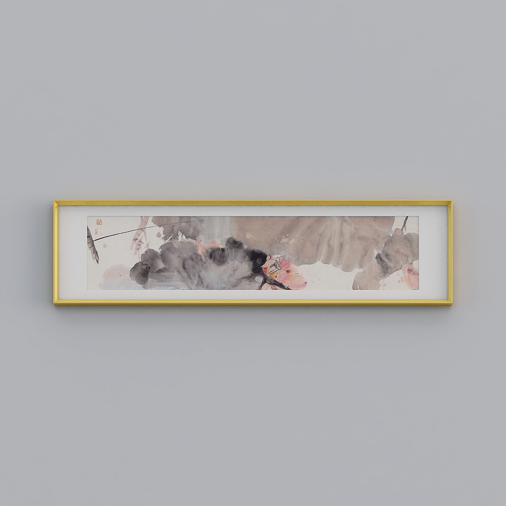 广也作品 新中式水墨客厅装饰画荷花挂画卧室床头背景墙壁画tqy165c-yz-gg-sk-1