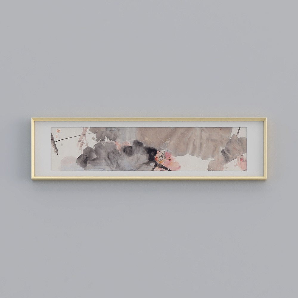 广也作品 新中式水墨客厅装饰画荷花挂画卧室床头背景墙壁画tqy165c-yz-gg-sk-1