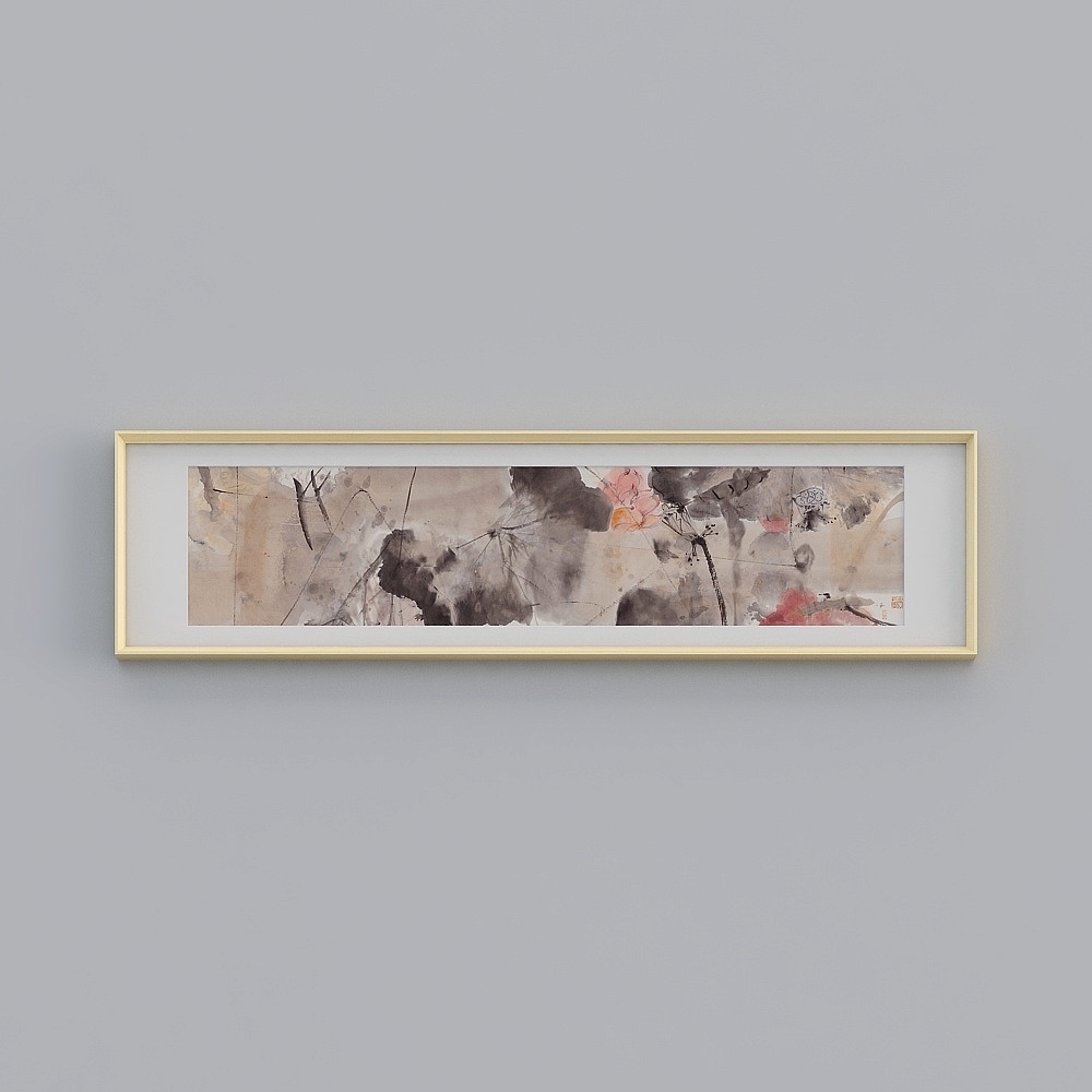 广也作品 新中式水墨客厅装饰画荷花挂画卧室床头背景墙壁画tqy165c-yz-gg-sk-1