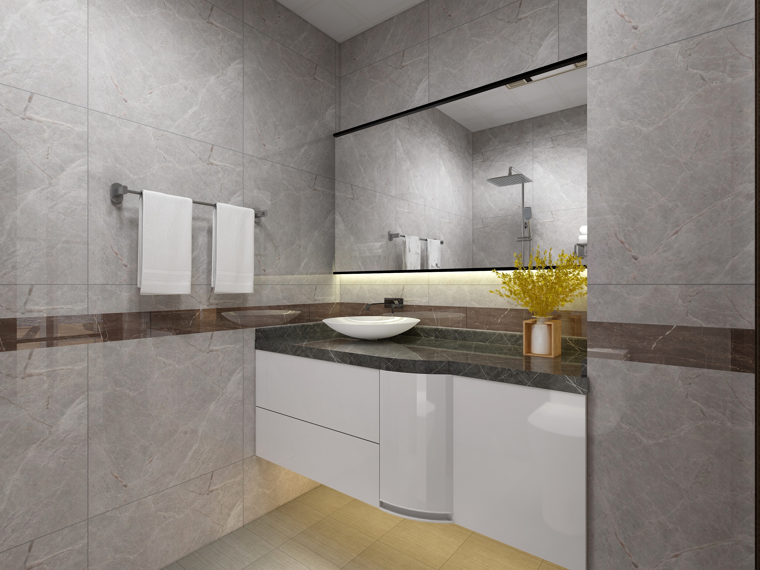 张福梅-现代轻奢风||水木春城一层公卫装修效果图第2张