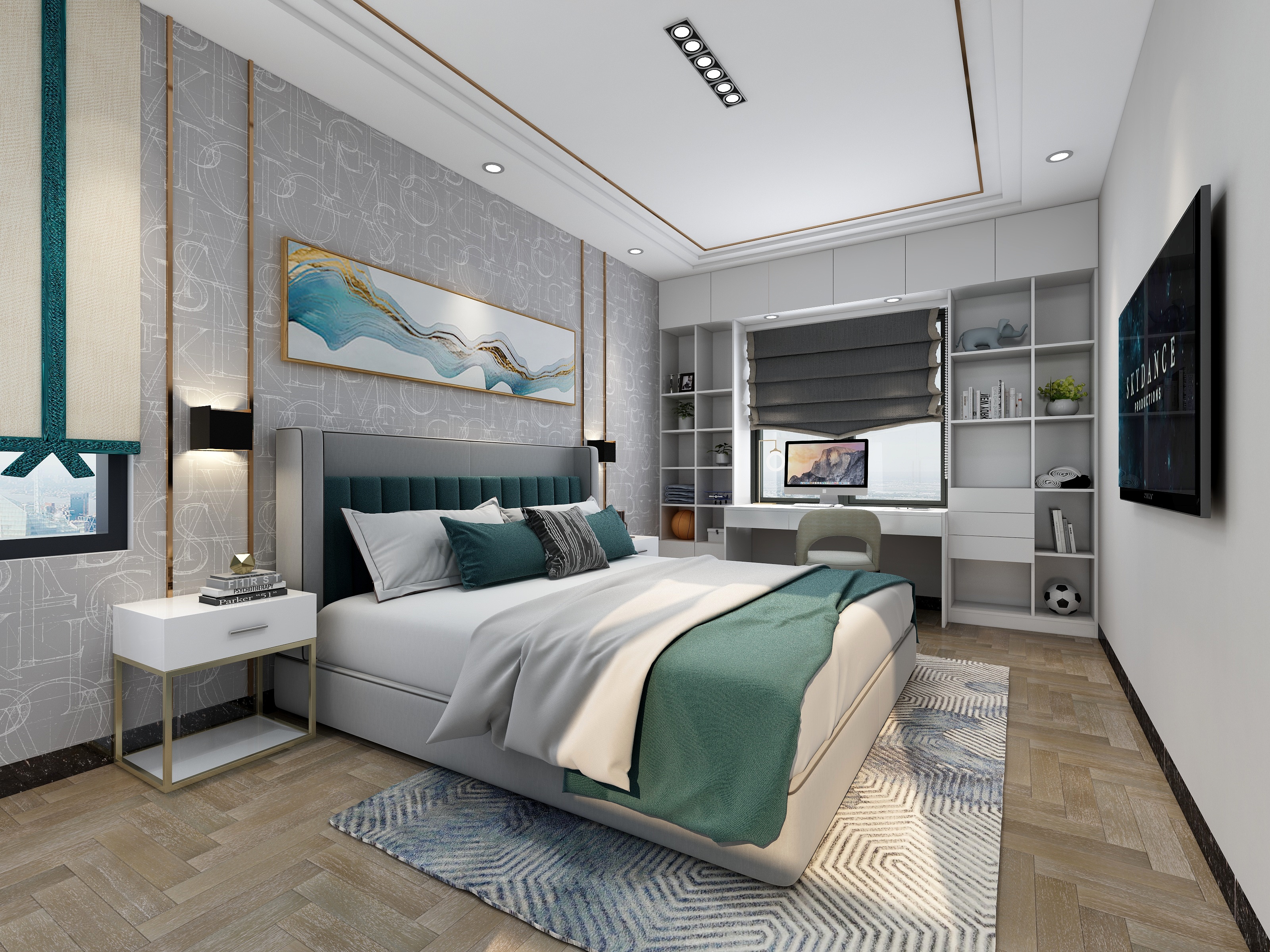 张福梅-现代轻奢风||水木春城一层男孩房装修效果图第1张