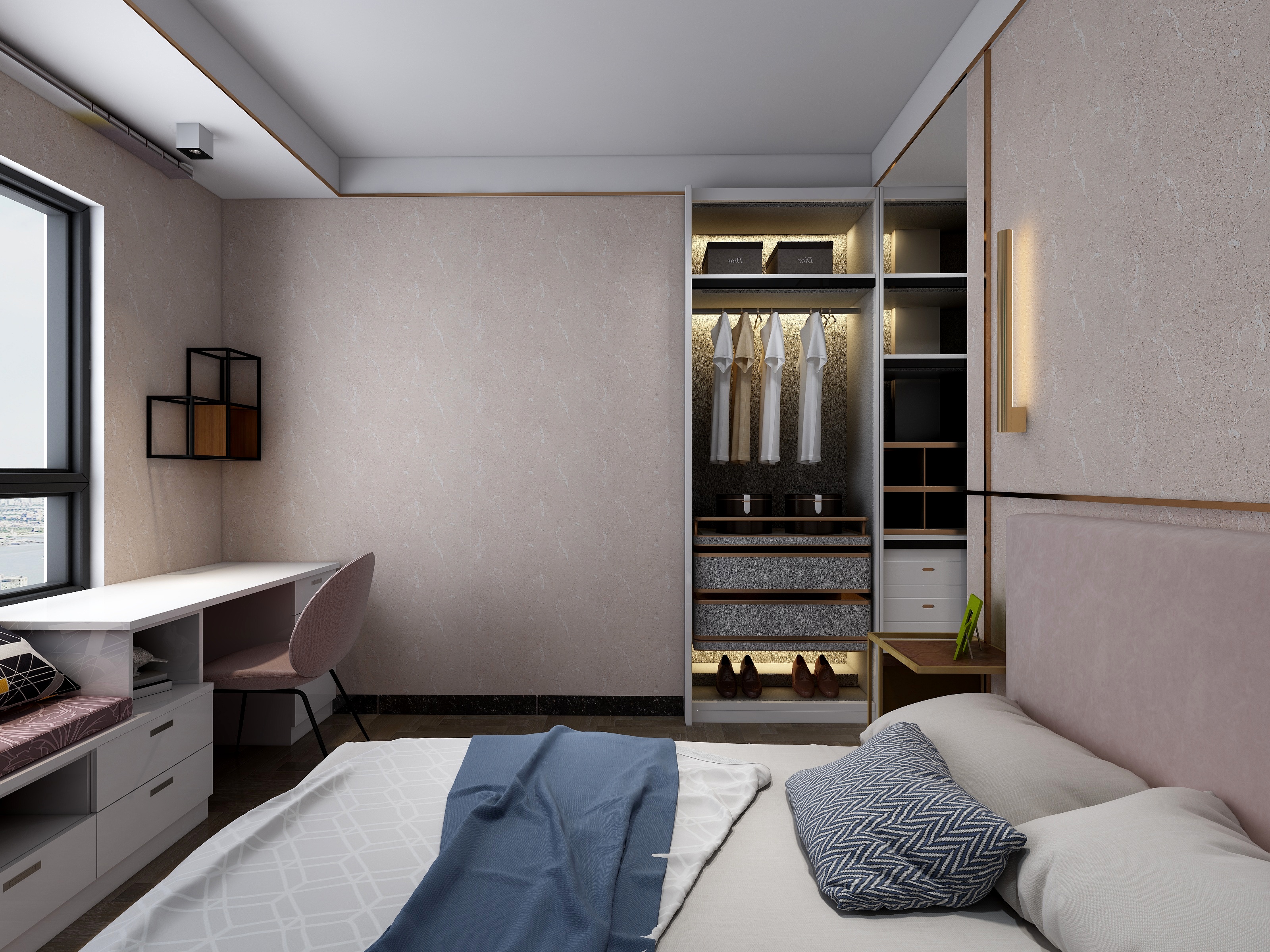 张福梅-现代轻奢风||水木春城一层女孩房装修效果图第3张