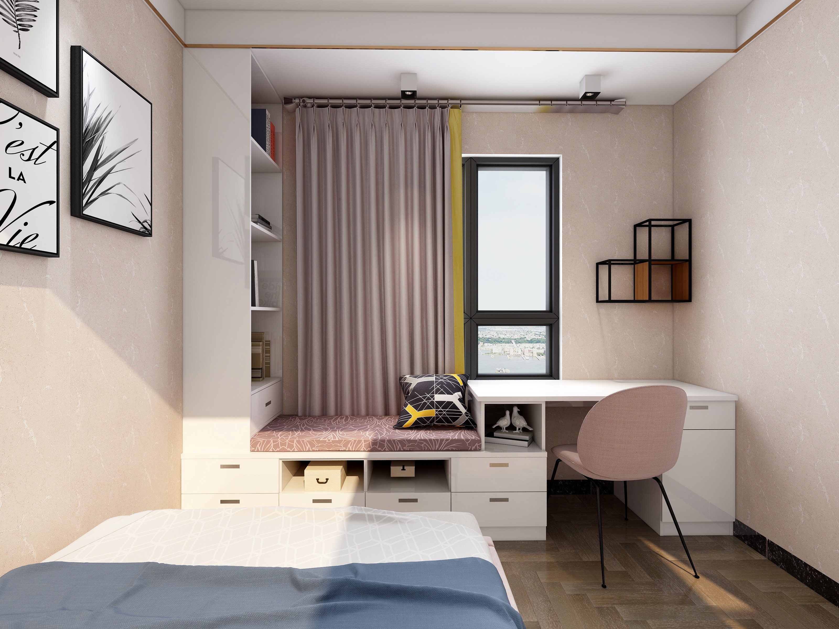 张福梅-现代轻奢风||水木春城一层女孩房装修效果图第2张