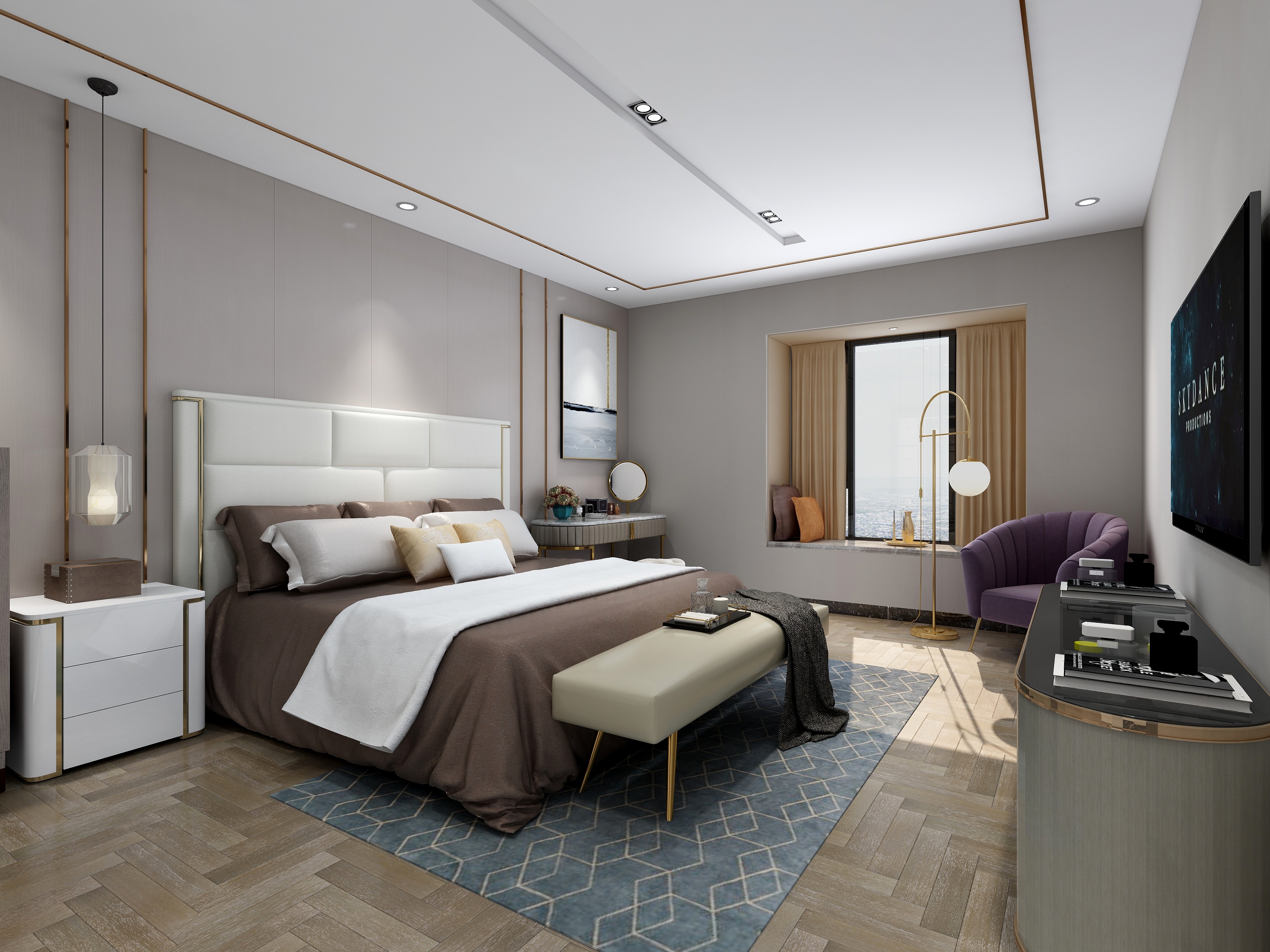 张福梅-现代轻奢风||水木春城一层主卧装修效果图第2张