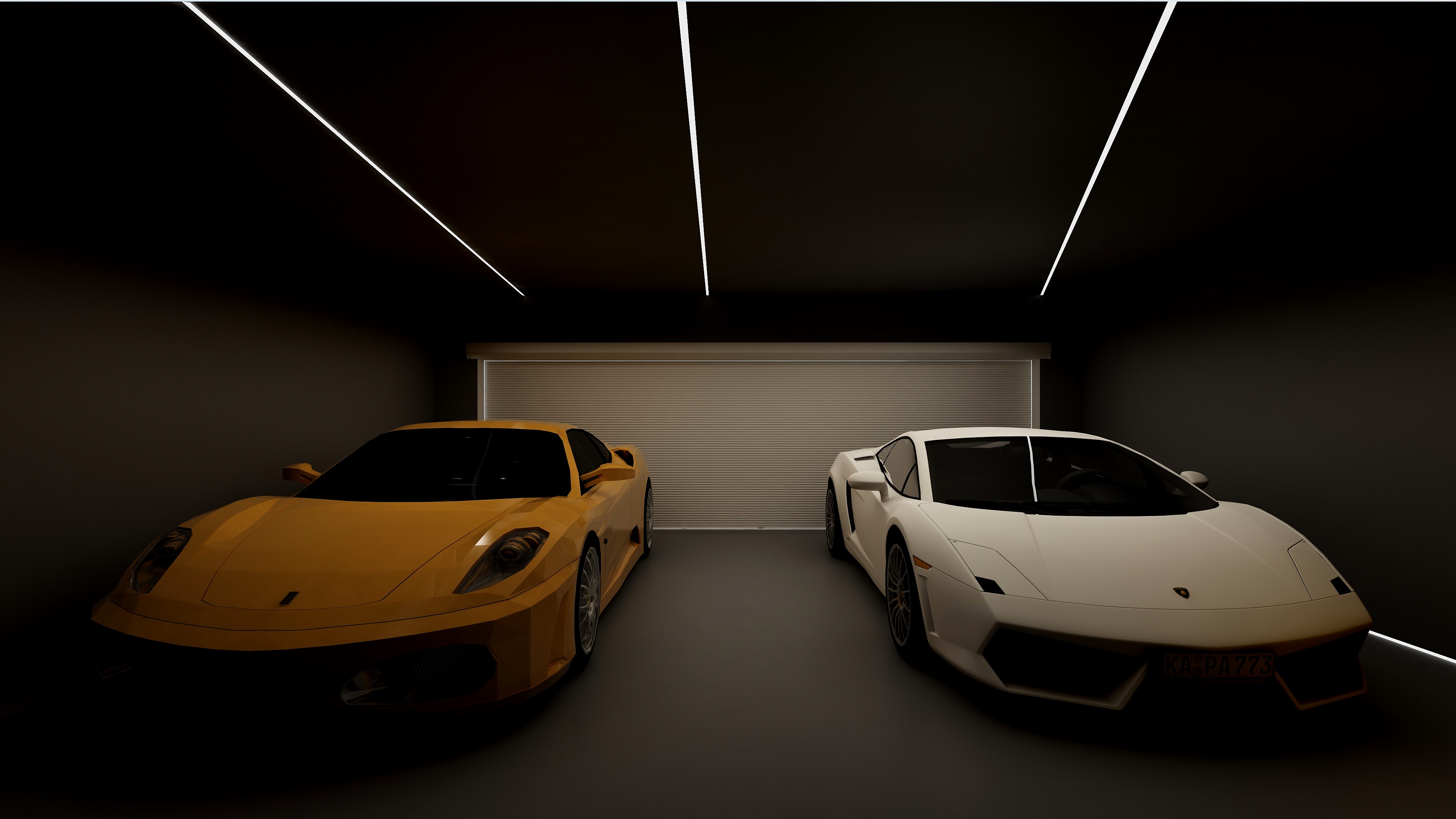 酷家乐优秀设计频道-148㎡现代极简别墅四居地下第一层车库装修效果图第1张