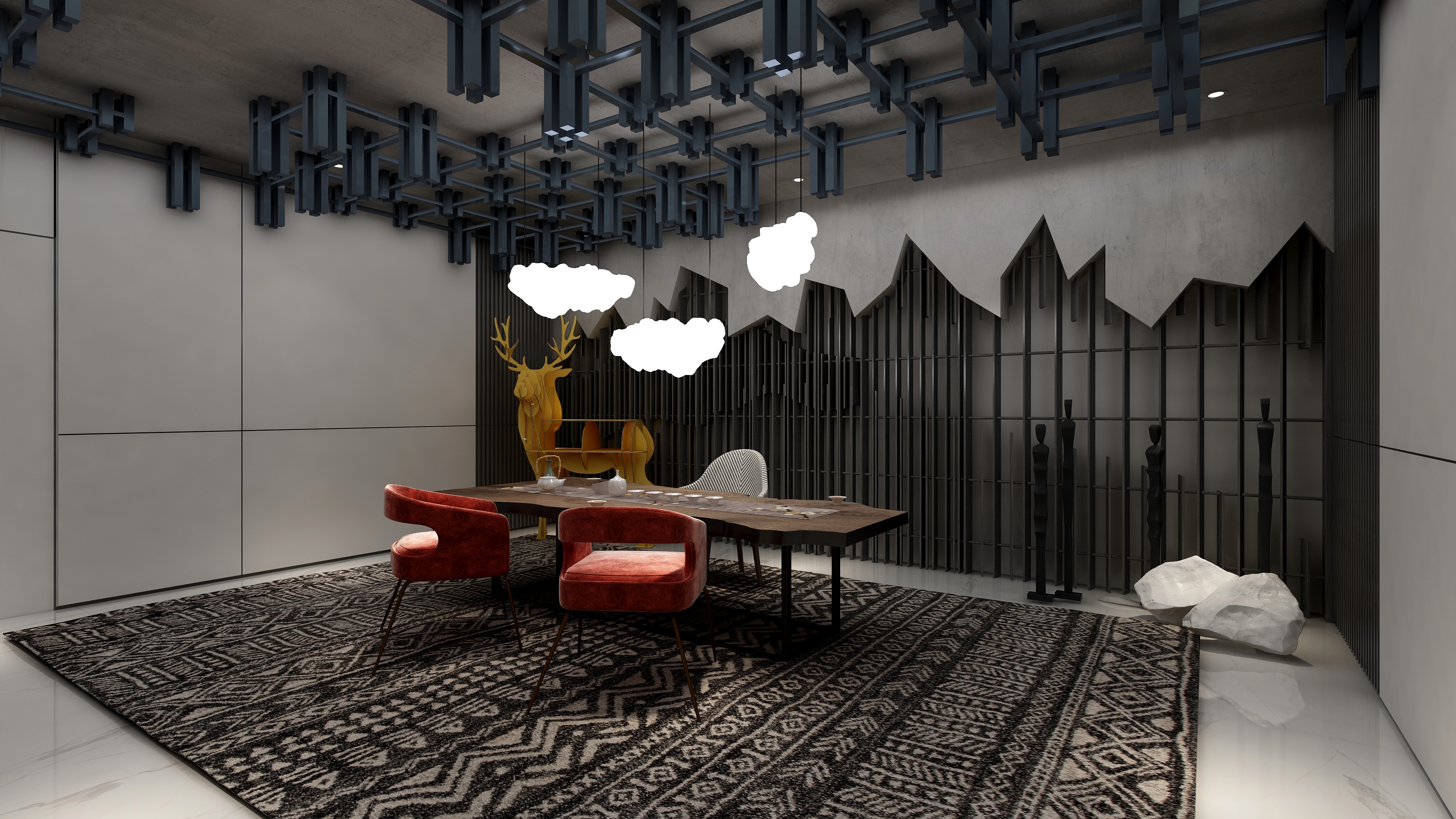 酷家乐优秀设计频道-148㎡现代极简别墅四居地下第一层多功能室装修效果图第2张