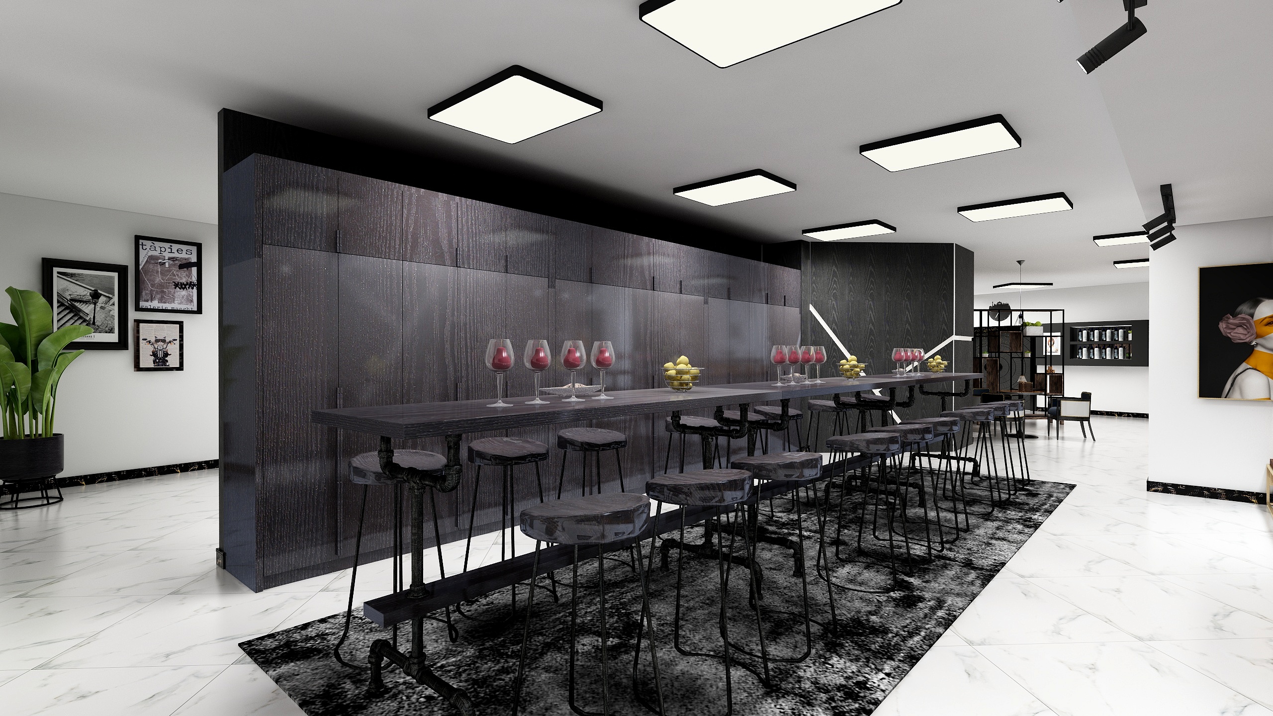 。-“高级黑“养发馆设计方案-装修设计方案