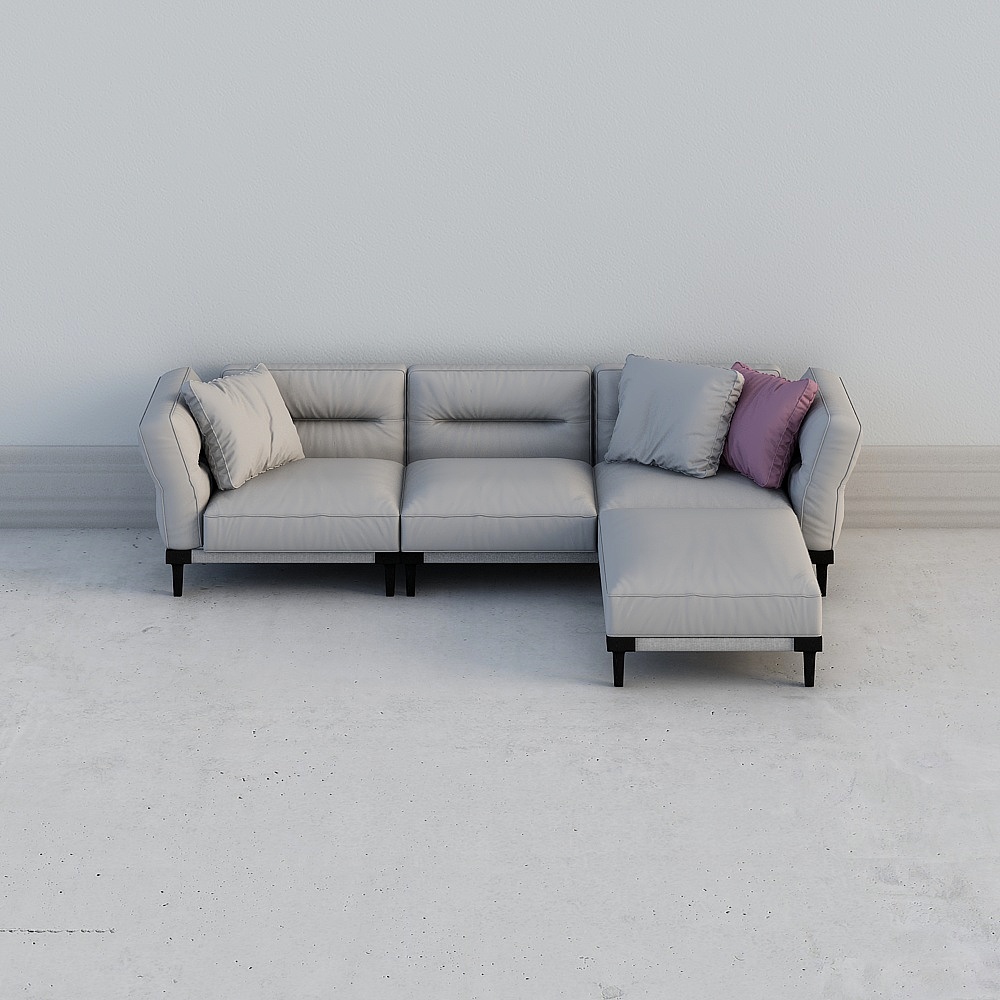 优梵艺术Assisi简约现代棉麻布艺三人沙发茶几组合可拆洗北欧风格
