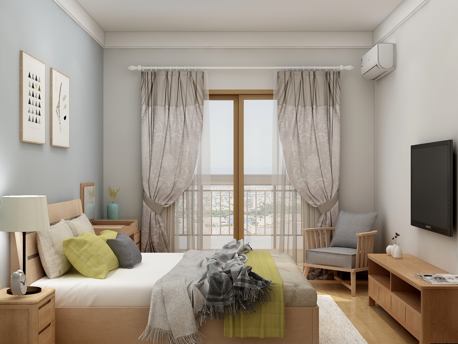 李青越-125㎡北欧两居一层主卧装修效果图第1张