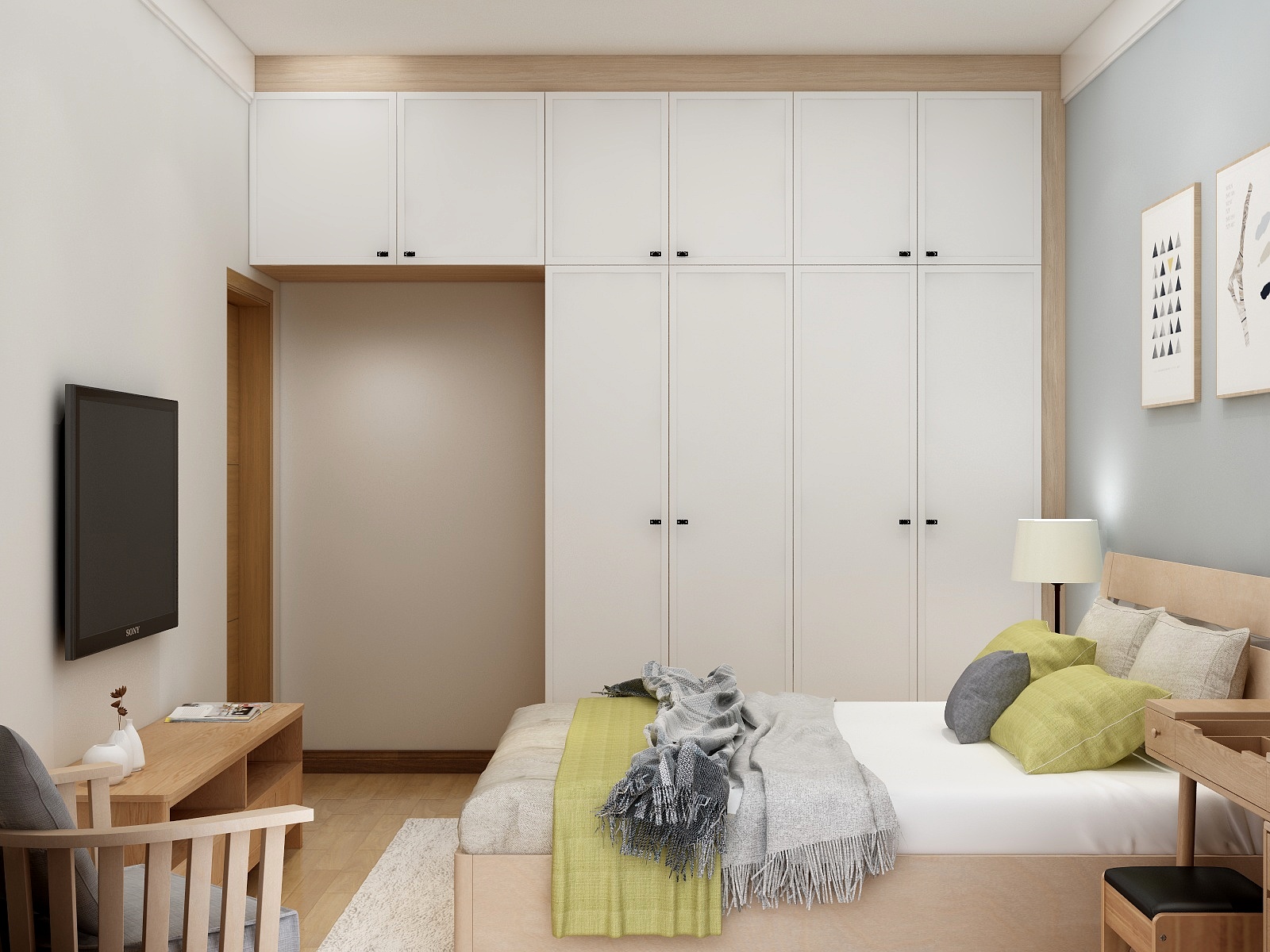 李青越-125㎡北欧两居一层主卧装修效果图第2张