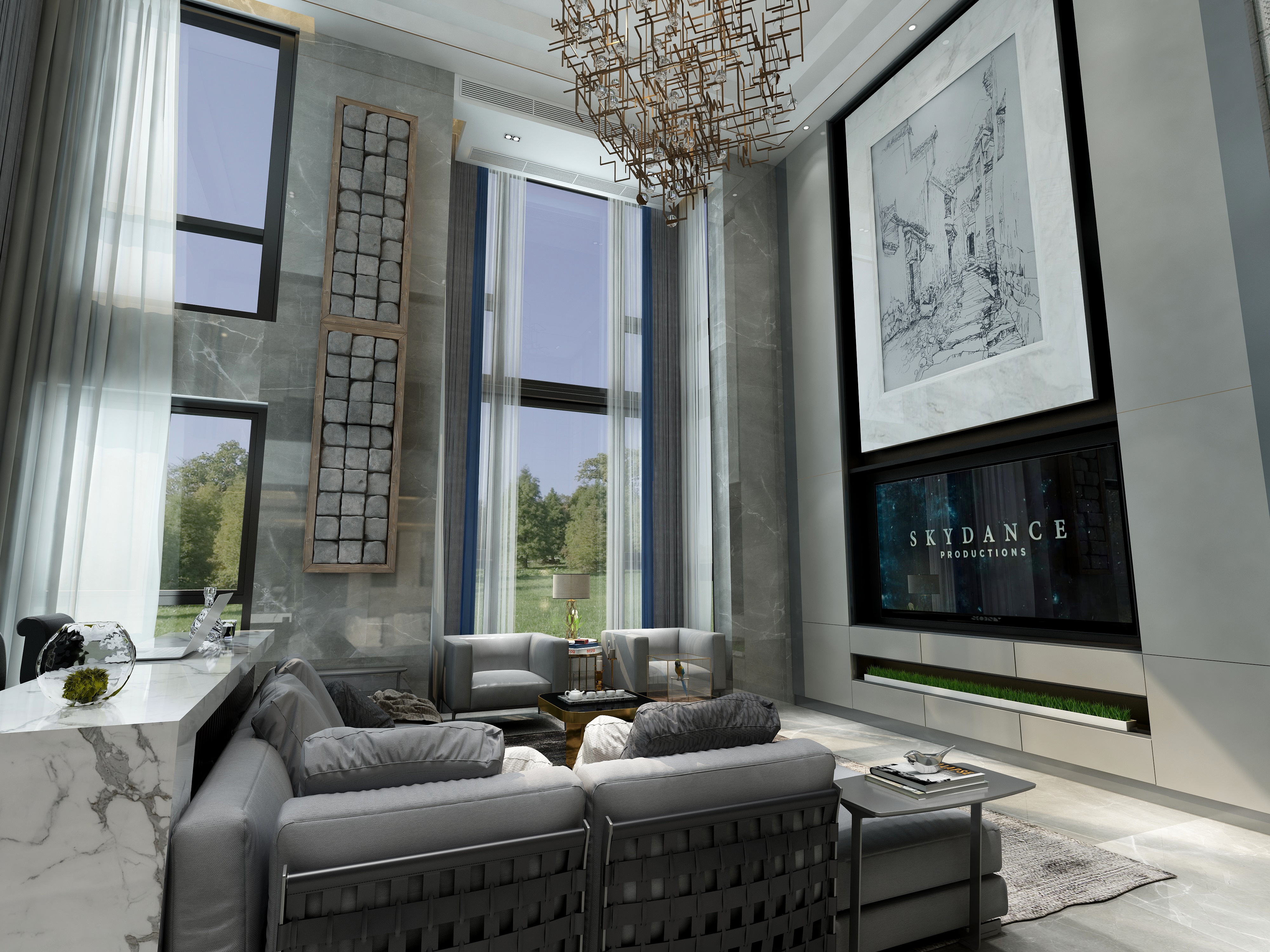 黄建-《光年》现奢|500㎡四层挑空别墅装修效果图