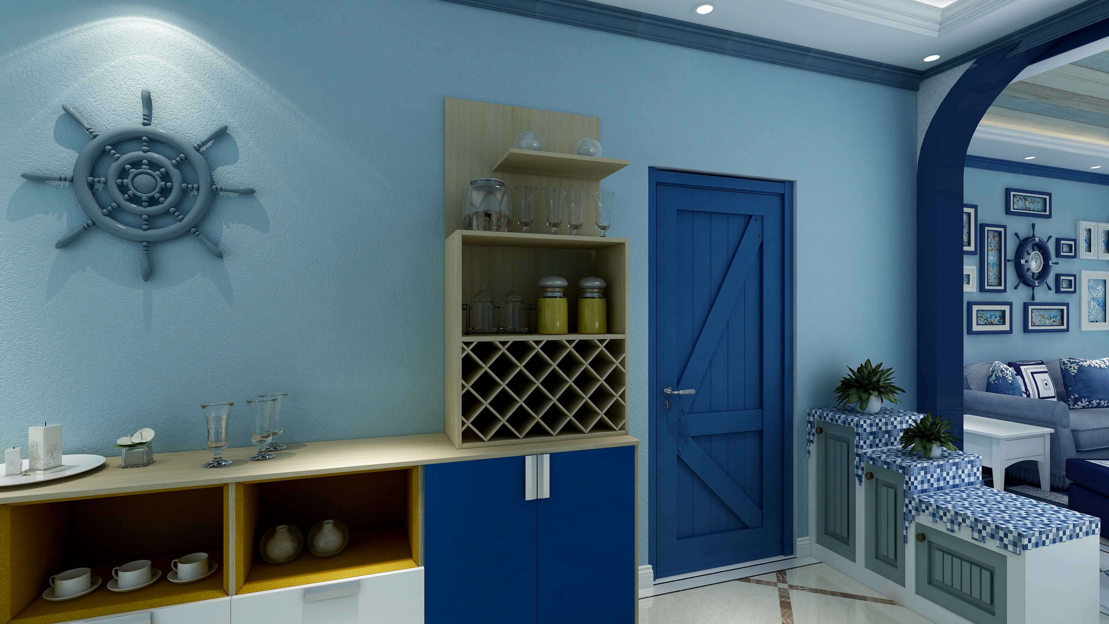 辽宁省丹东绿森林-四库春秋-地中海两居装修效果图