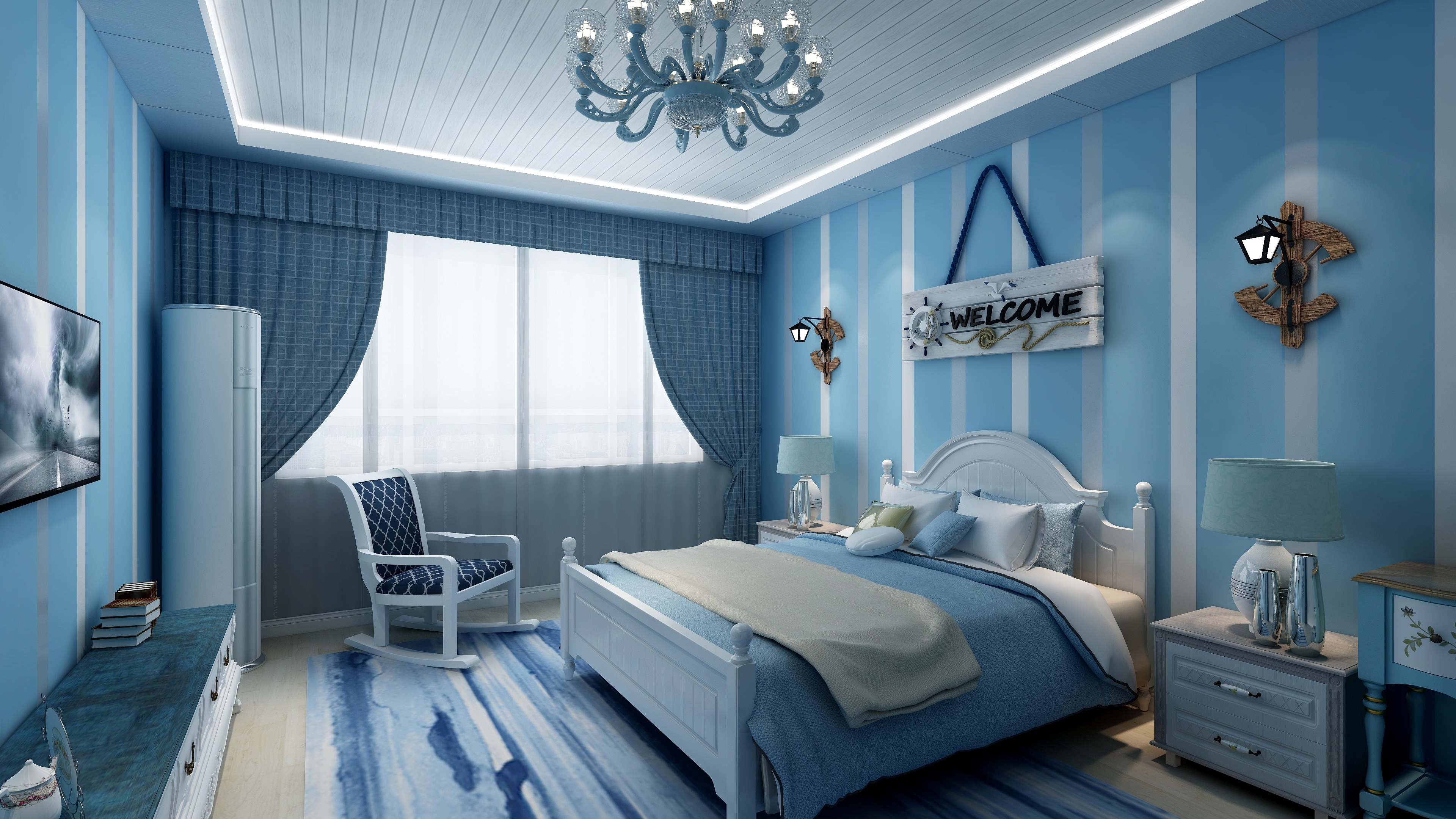 辽宁省丹东绿森林-四库春秋-地中海两居装修效果图