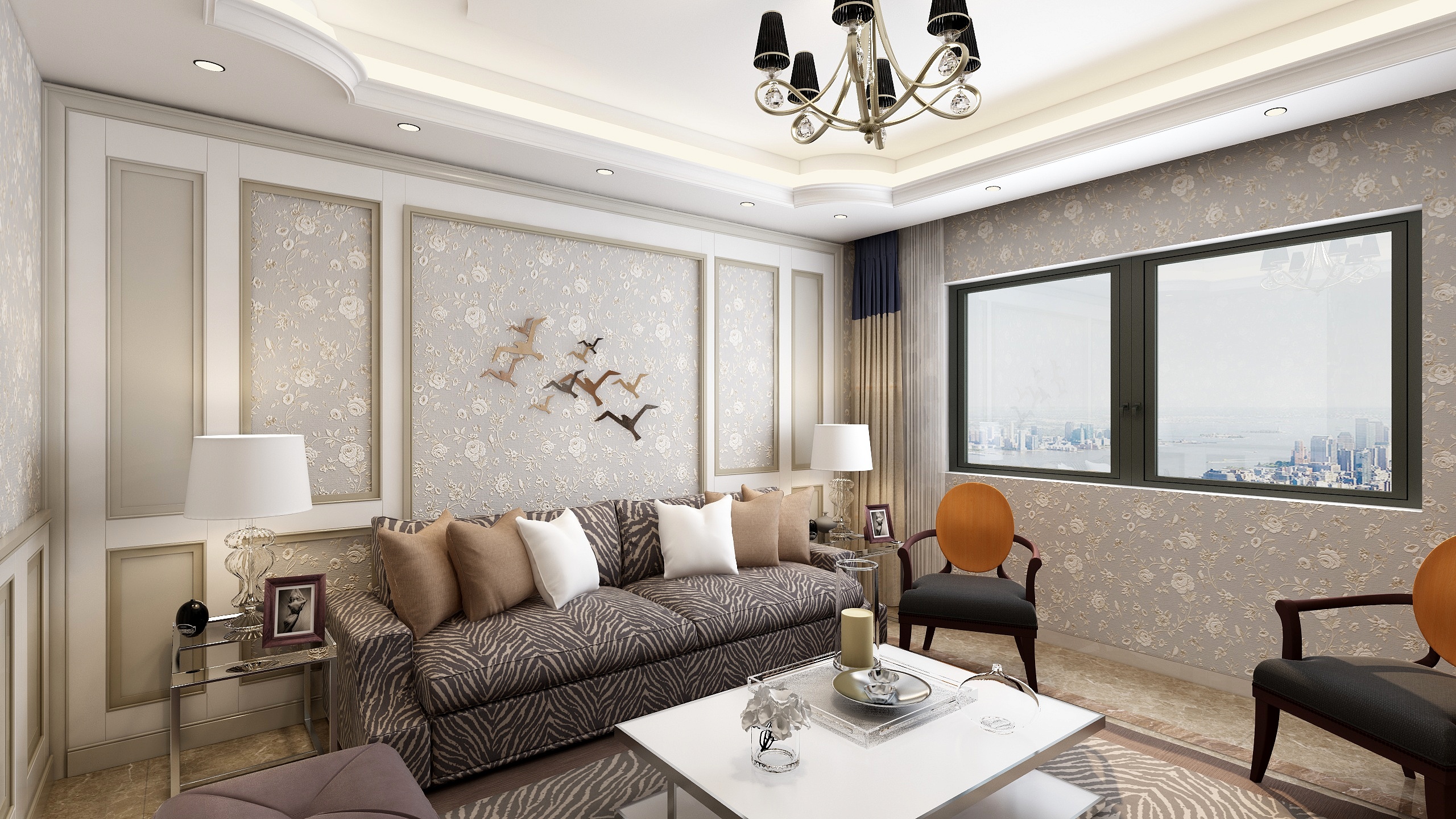 吉林长春侯崇利-89㎡美式两居一层客餐厅装修效果图第1张